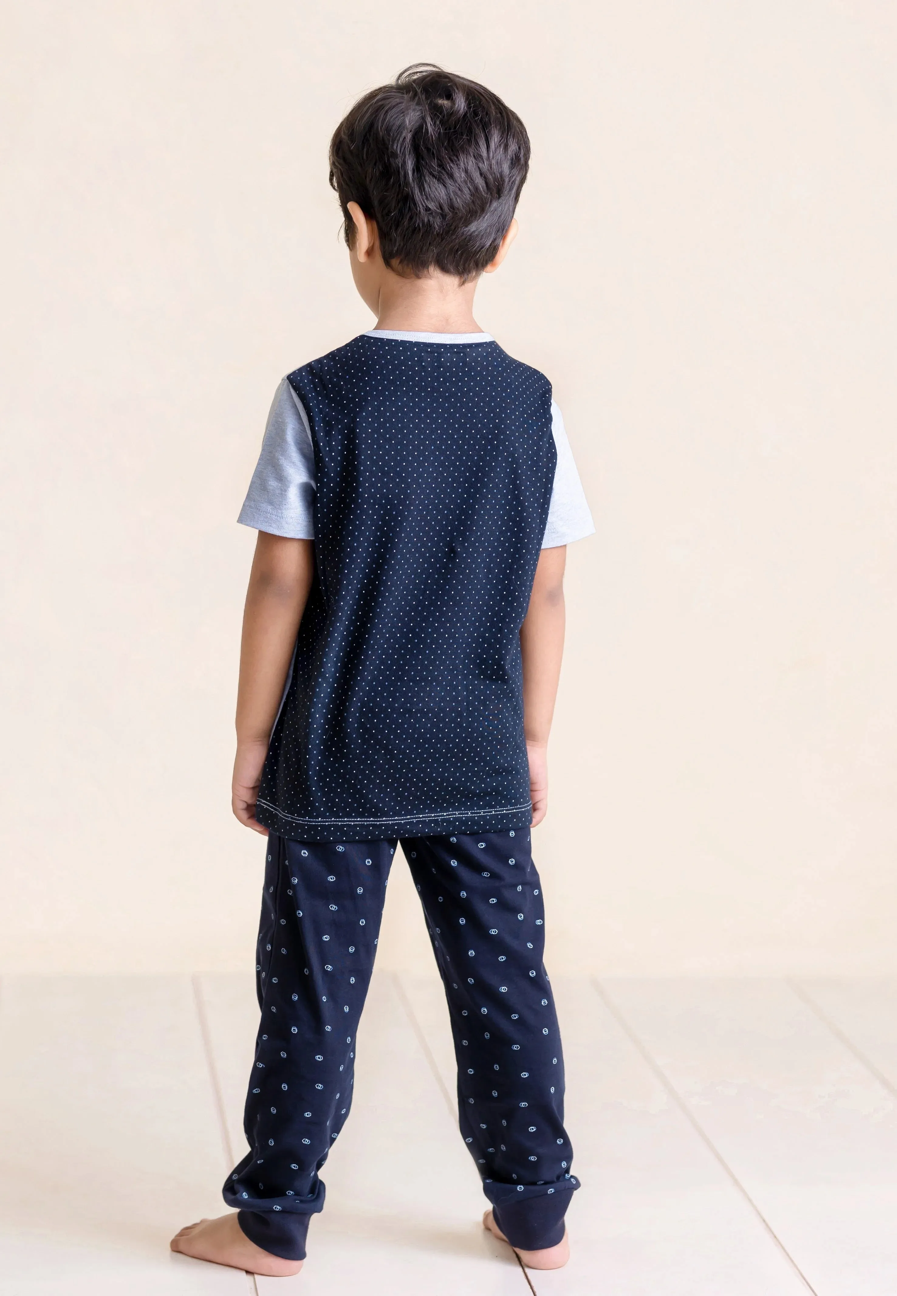 Kids Pure Cotton Light Blue Superhero Night Suit Set