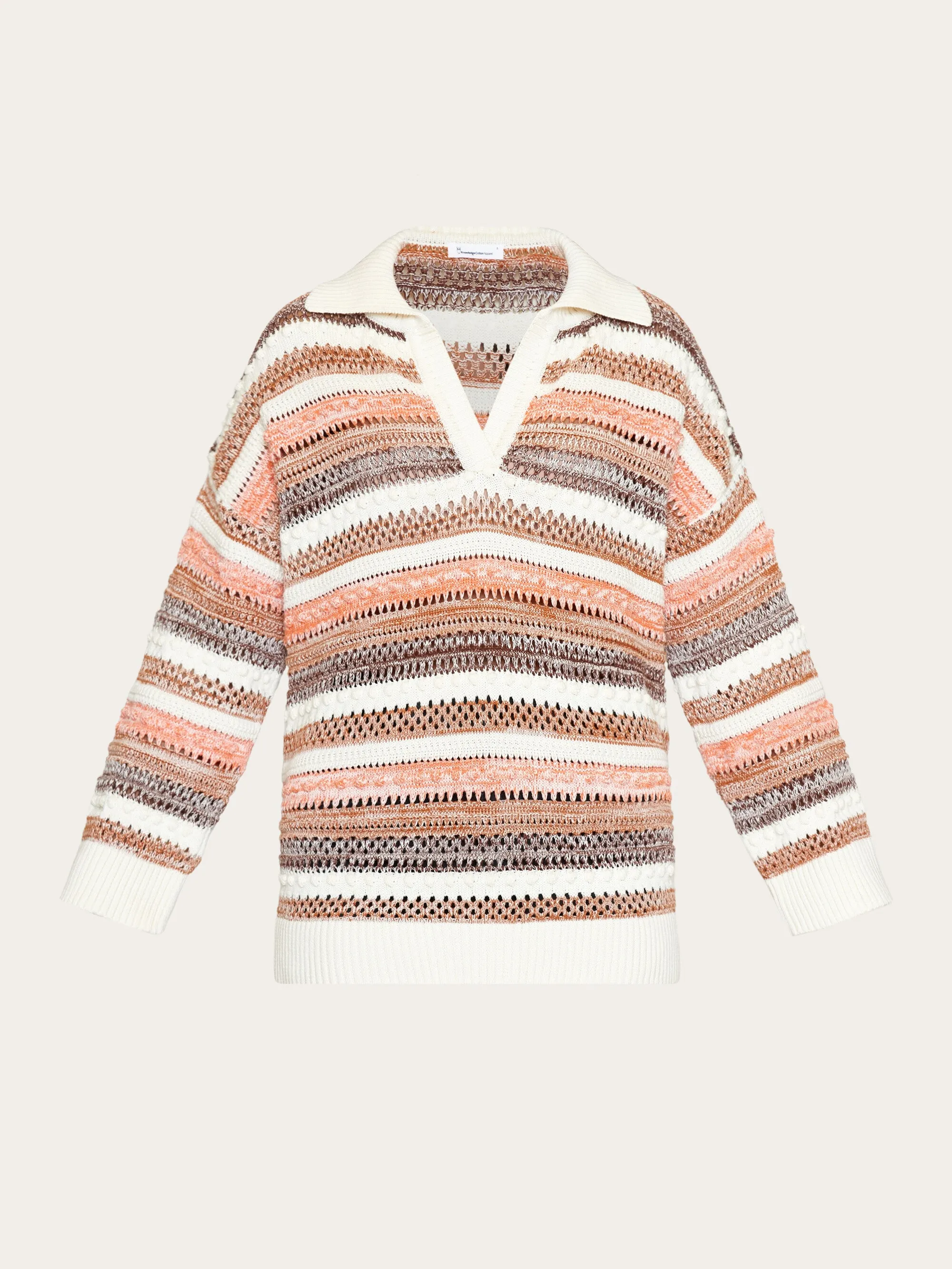 Knitted organic cotton polo - GOTS/Vegan - Multi color stripe