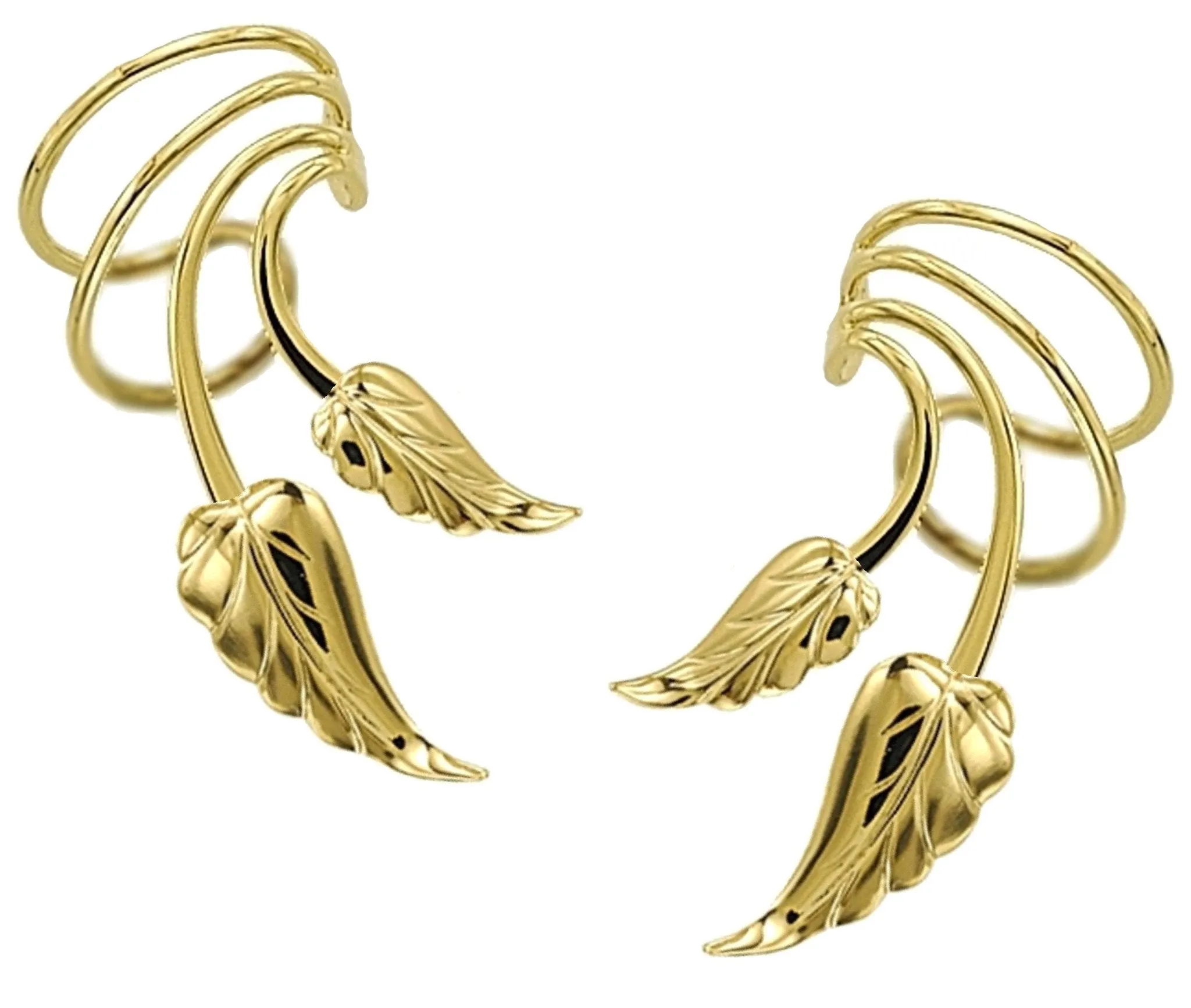 Leaves Short Wave Short Ear Cuff