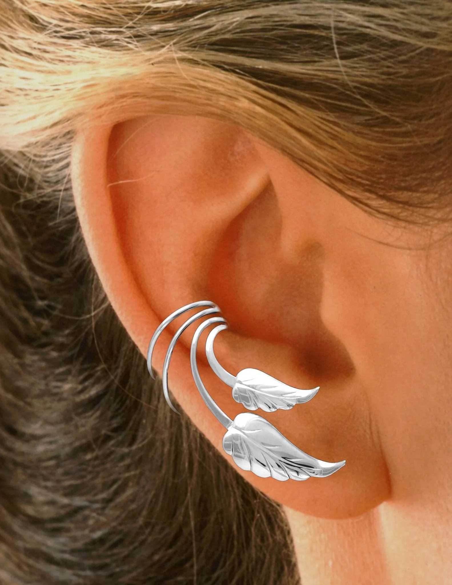 Leaves Short Wave Short Ear Cuff