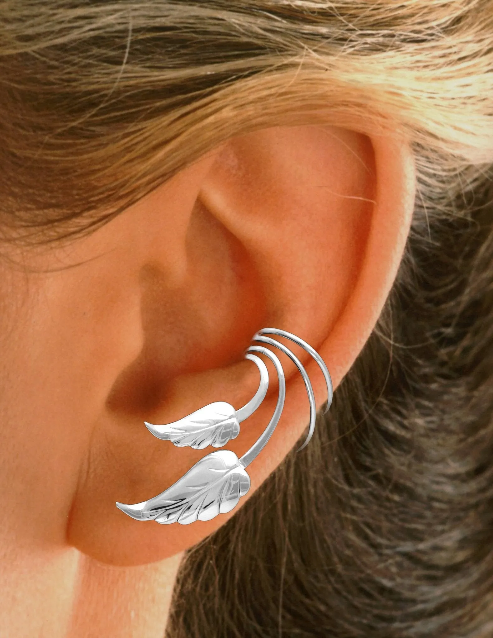 Leaves Short Wave Short Ear Cuff