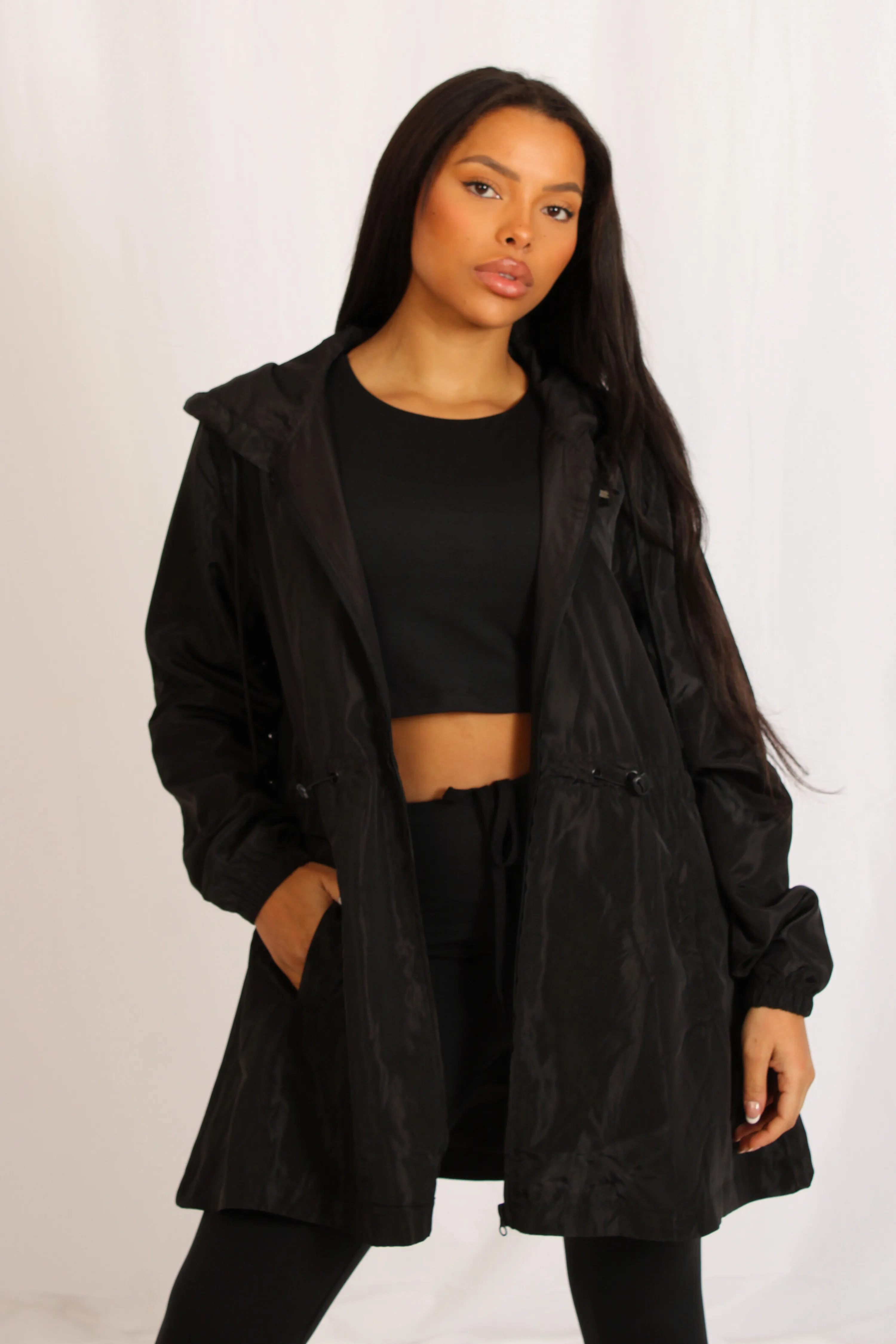 Lightweight Longline Zipped Jacket Black