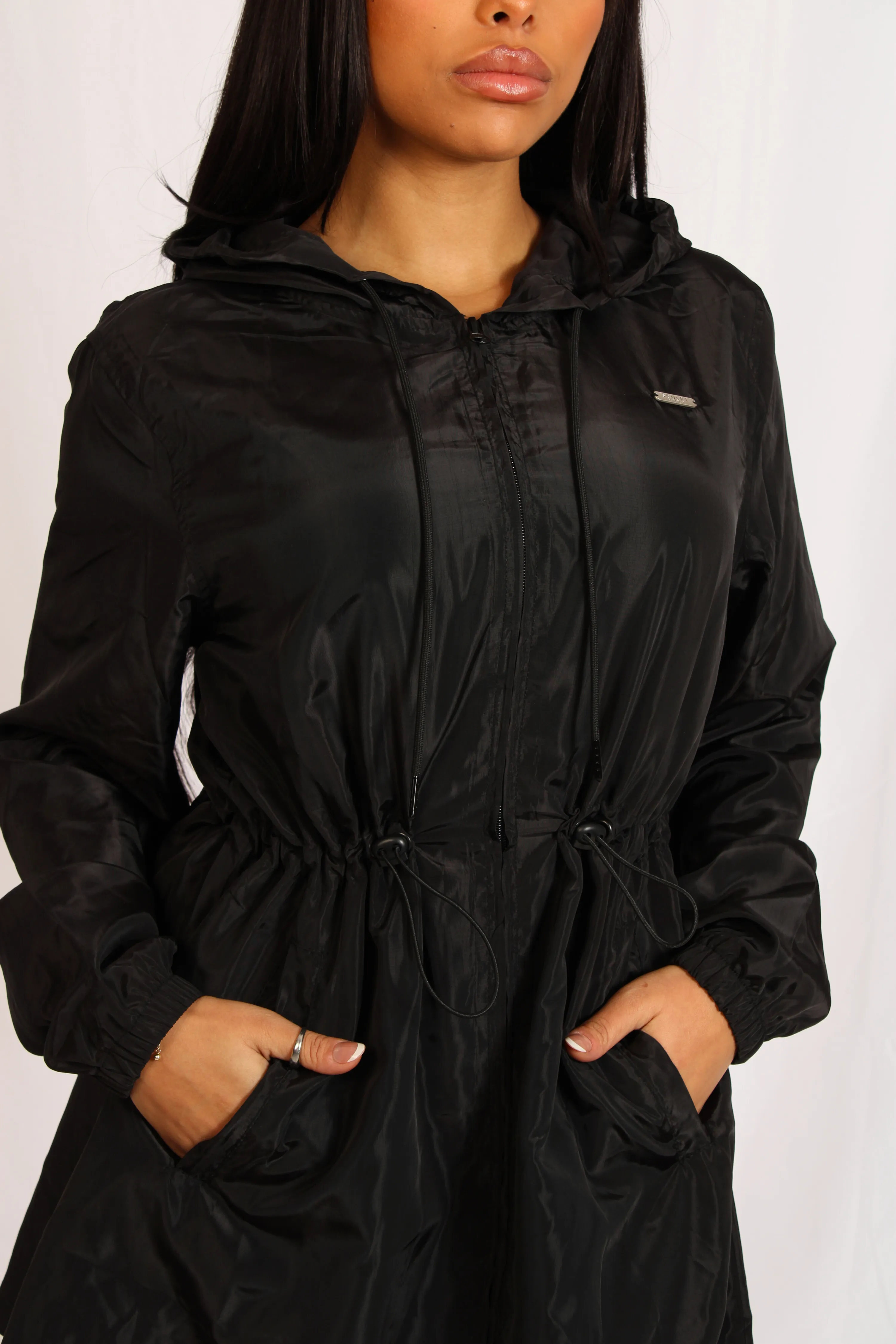 Lightweight Longline Zipped Jacket Black
