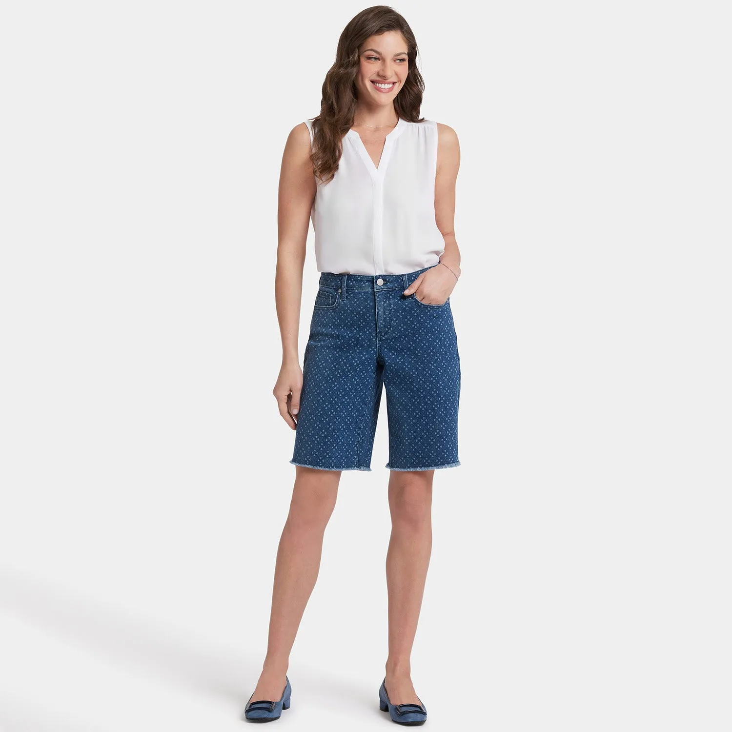 Lilly Boyfriend Denim Shorts - Indigo Giona Geo