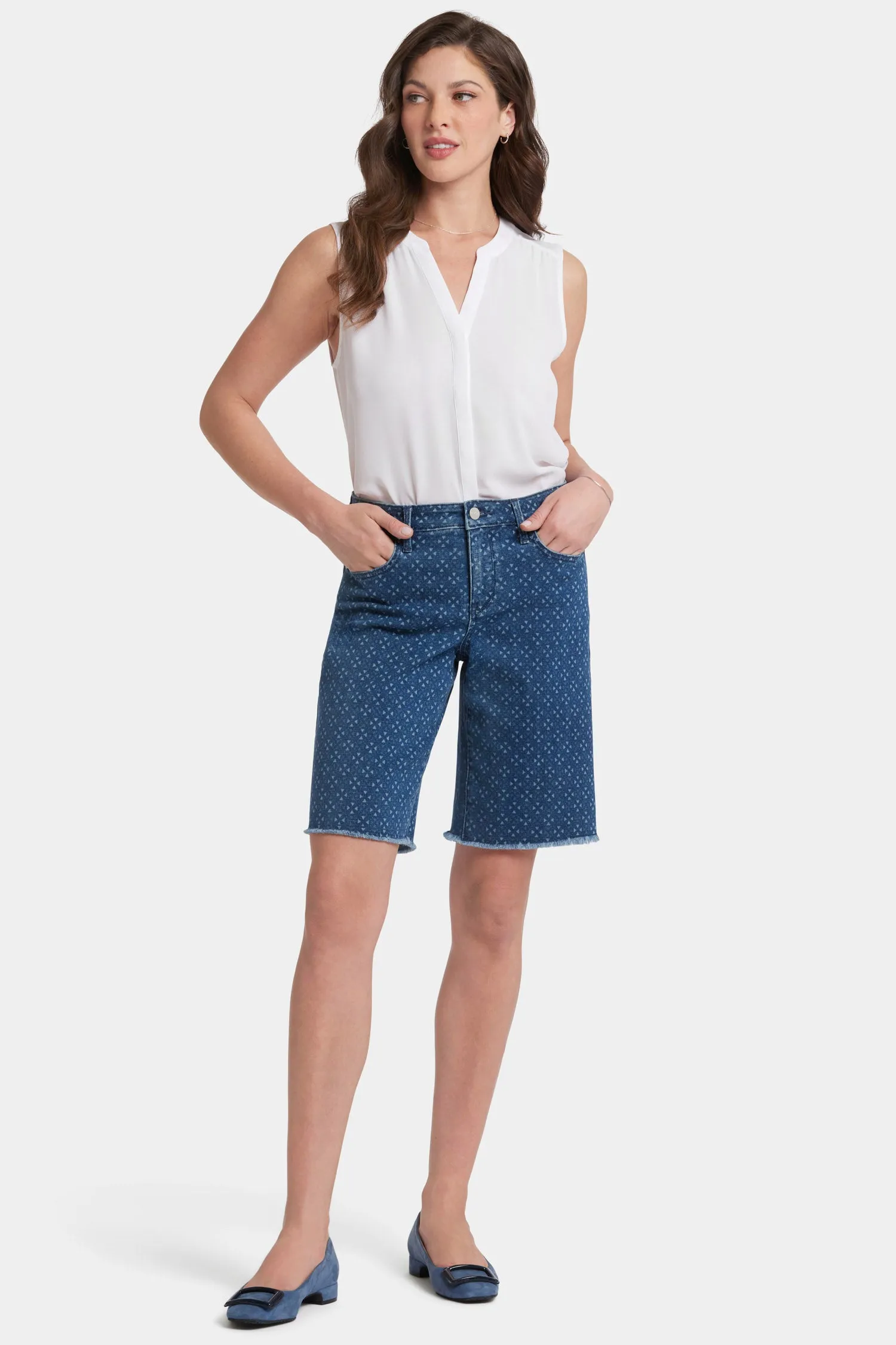 Lilly Boyfriend Denim Shorts - Indigo Giona Geo