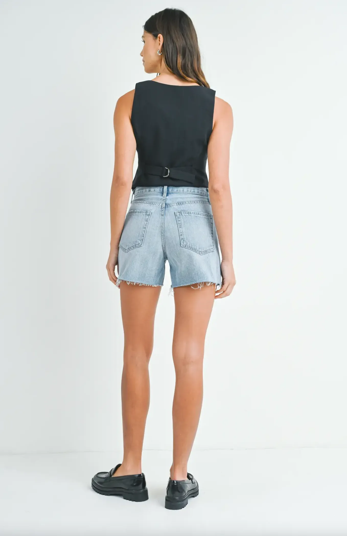 Longer Length Denim Short  | Light Wash