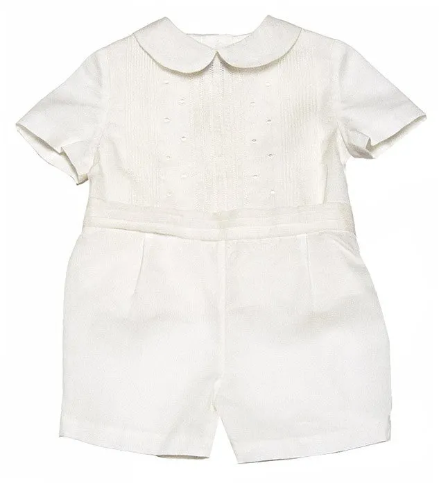 Luli & Me Boys Dressy Silk Organza Special Occasion Outfit - Ivory