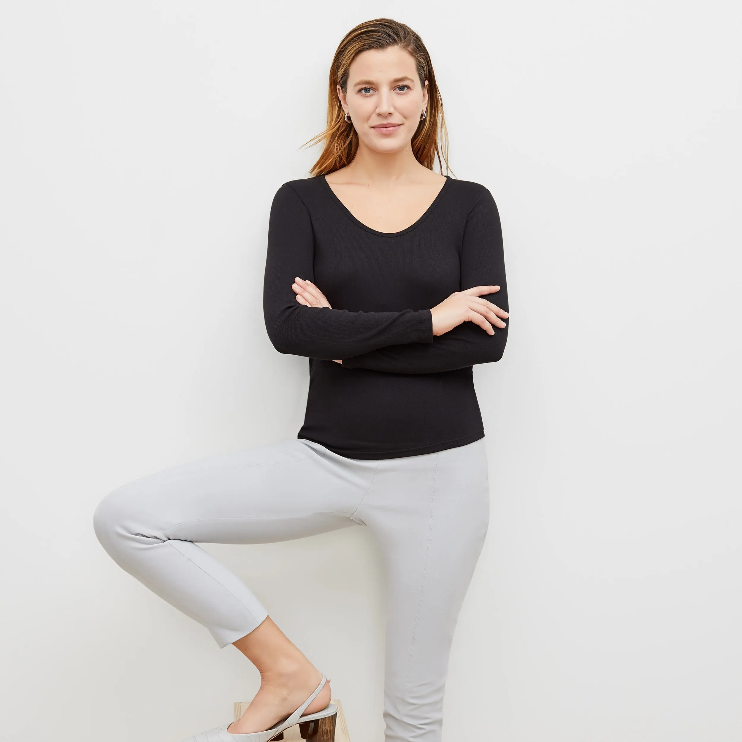 Marcia T-Shirt - Ribbed Pima Cotton :: Black