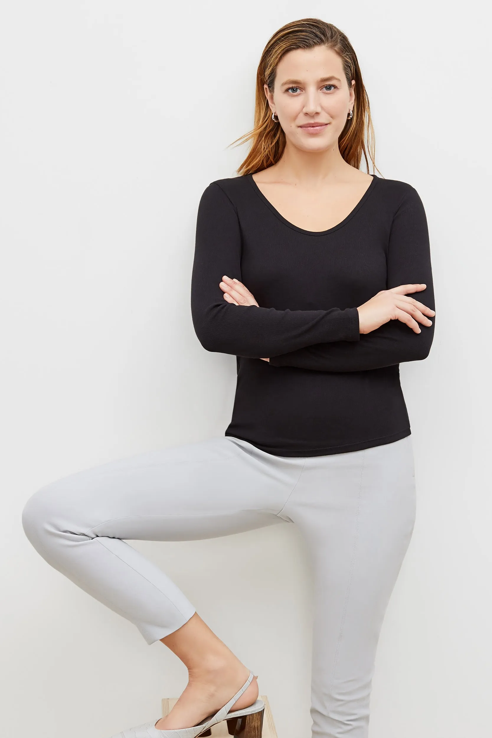 Marcia T-Shirt - Ribbed Pima Cotton :: Black