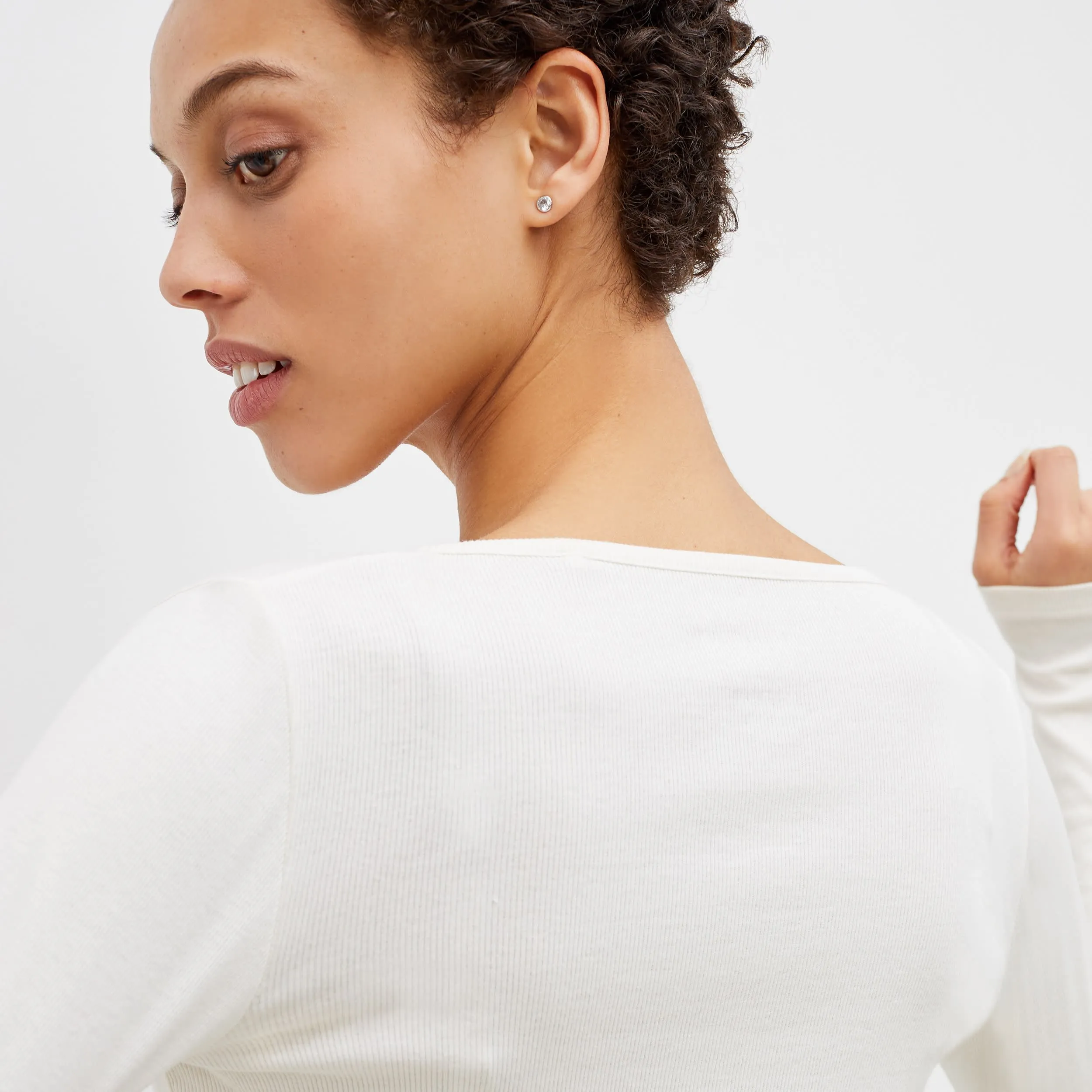 Marcia T-Shirt - Ribbed Pima Cotton :: Ivory