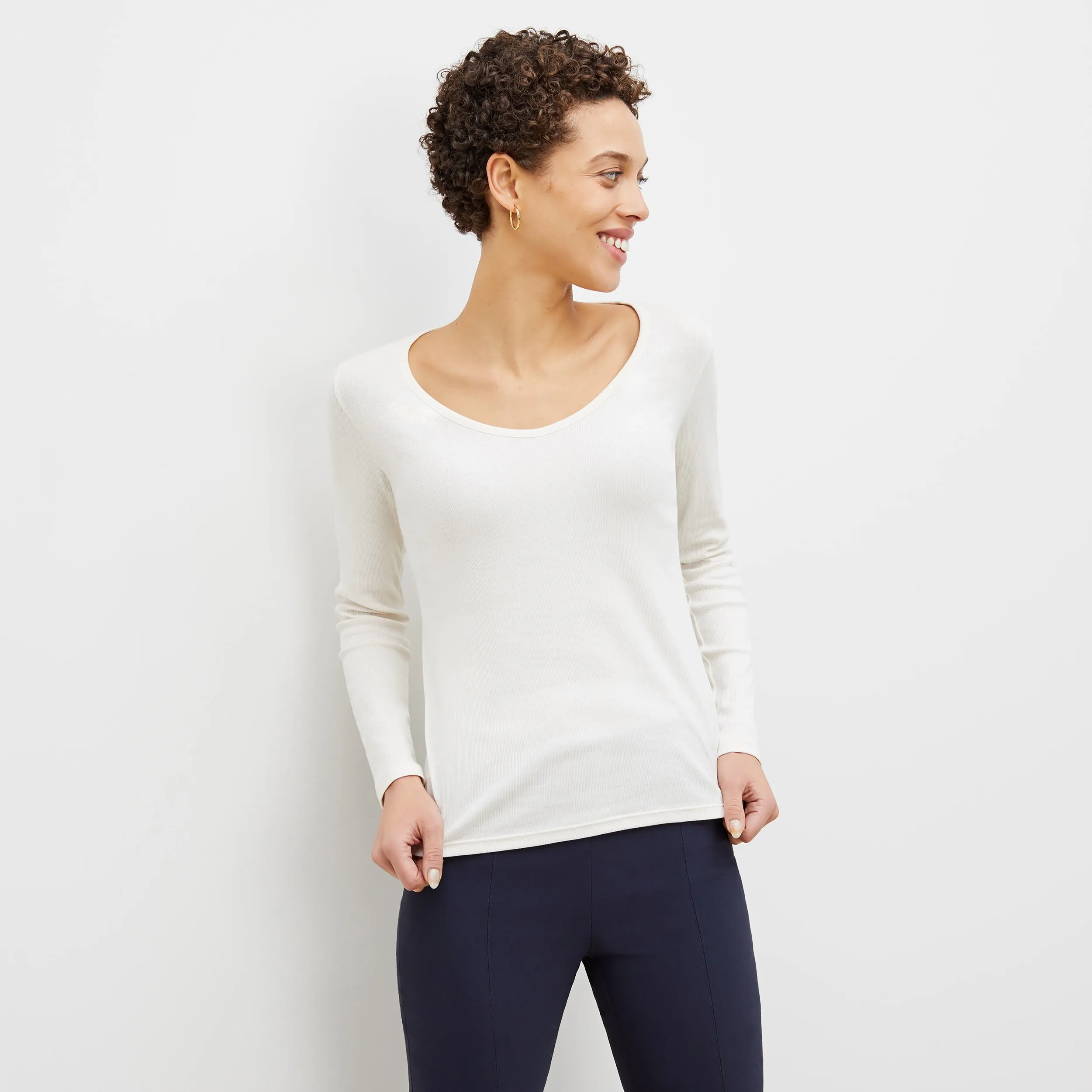 Marcia T-Shirt - Ribbed Pima Cotton :: Ivory