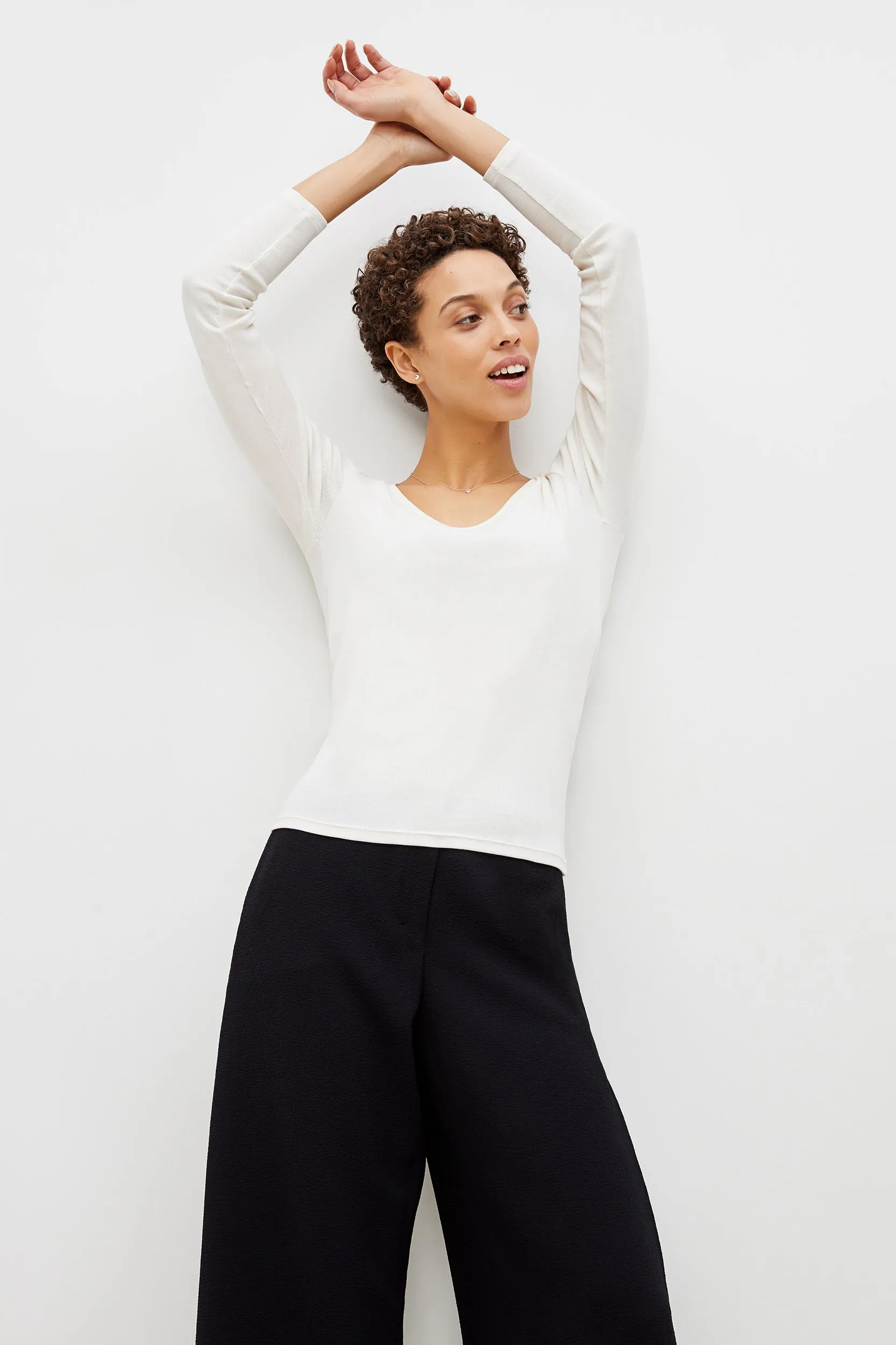Marcia T-Shirt - Ribbed Pima Cotton :: Ivory