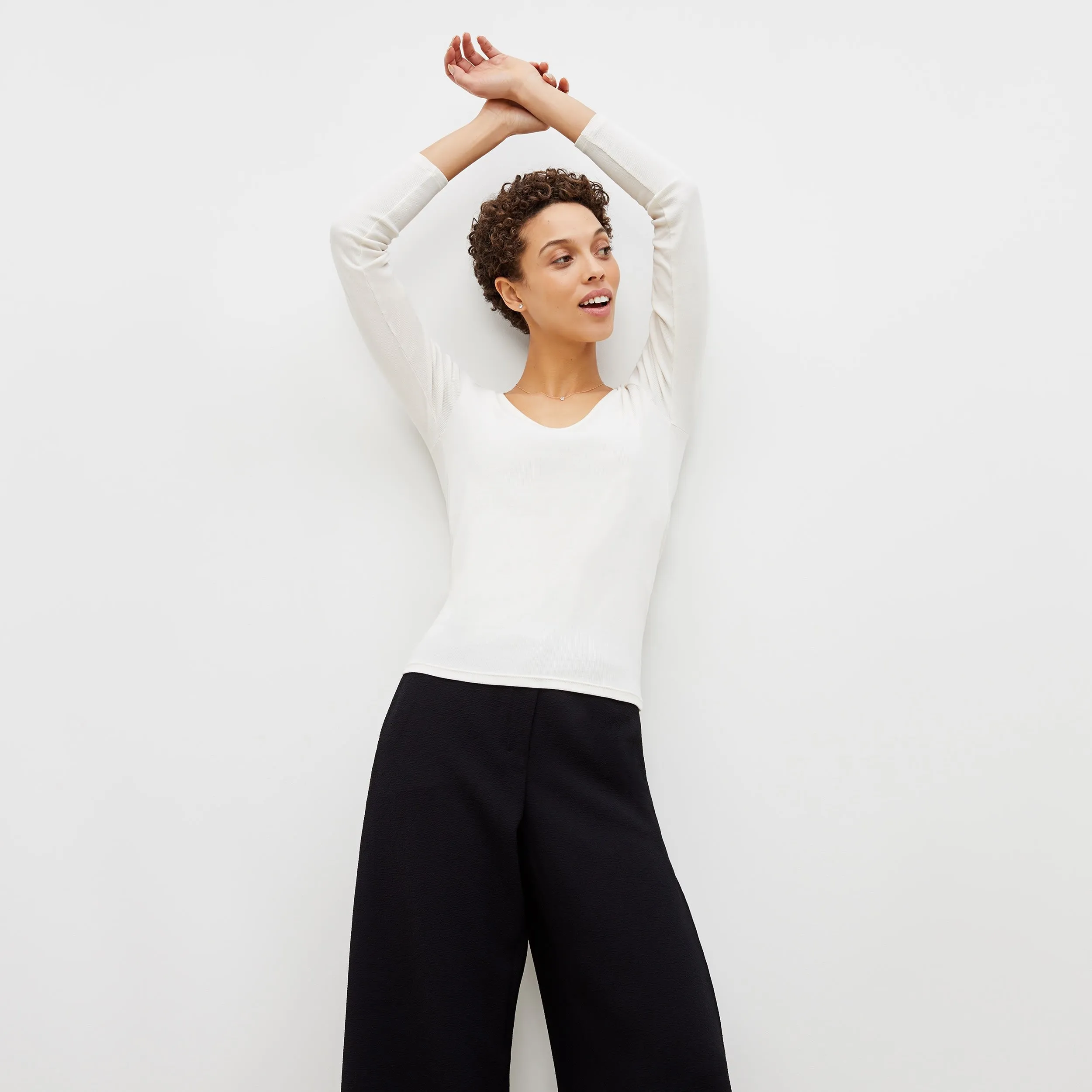 Marcia T-Shirt - Ribbed Pima Cotton :: Ivory
