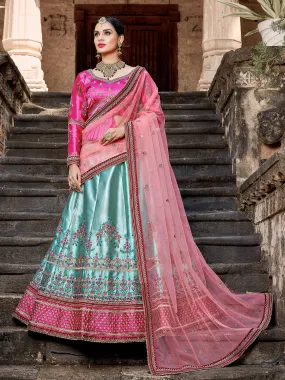 Modern Semi Stitched Sea Green Lehenga Choli