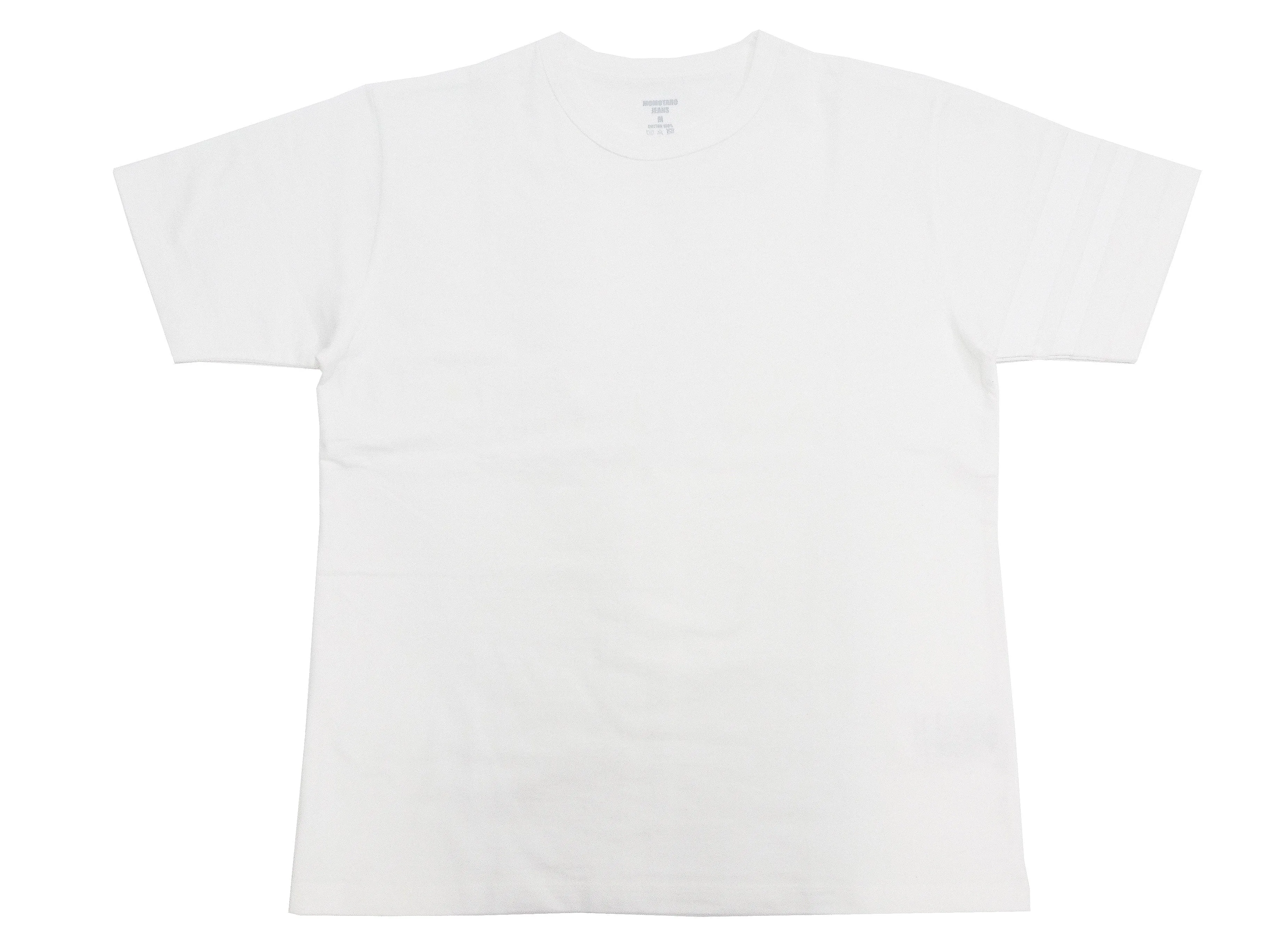 Momotaro Jeans T-shirt Men's Casual Short Sleeve Tee Shirt with GTB Stripes on Left Arm MZTS0002 White