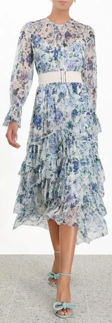 'Moncur' Chevron Frill Dress