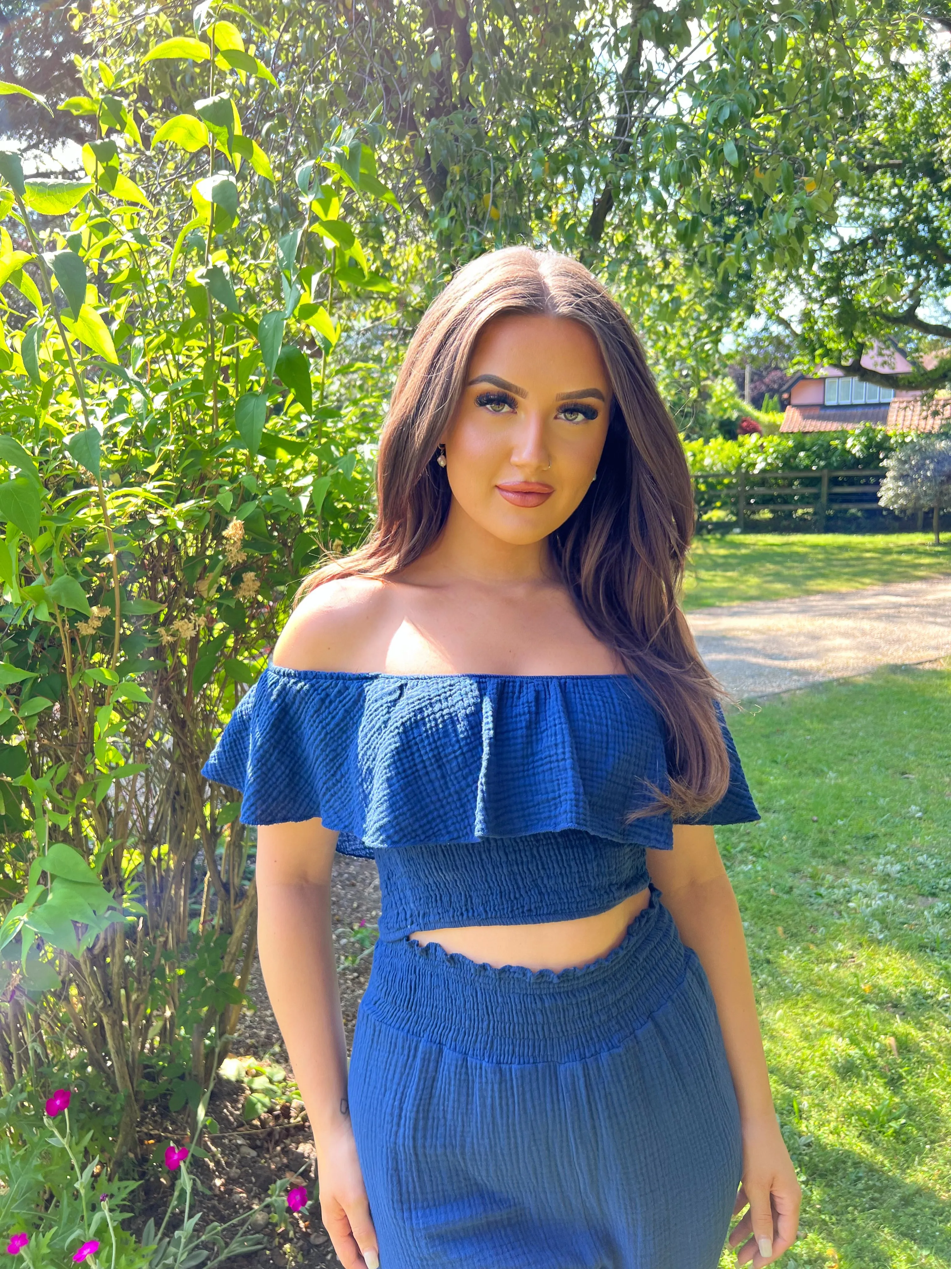 Navy Santorini Short Wide Leg Trouser