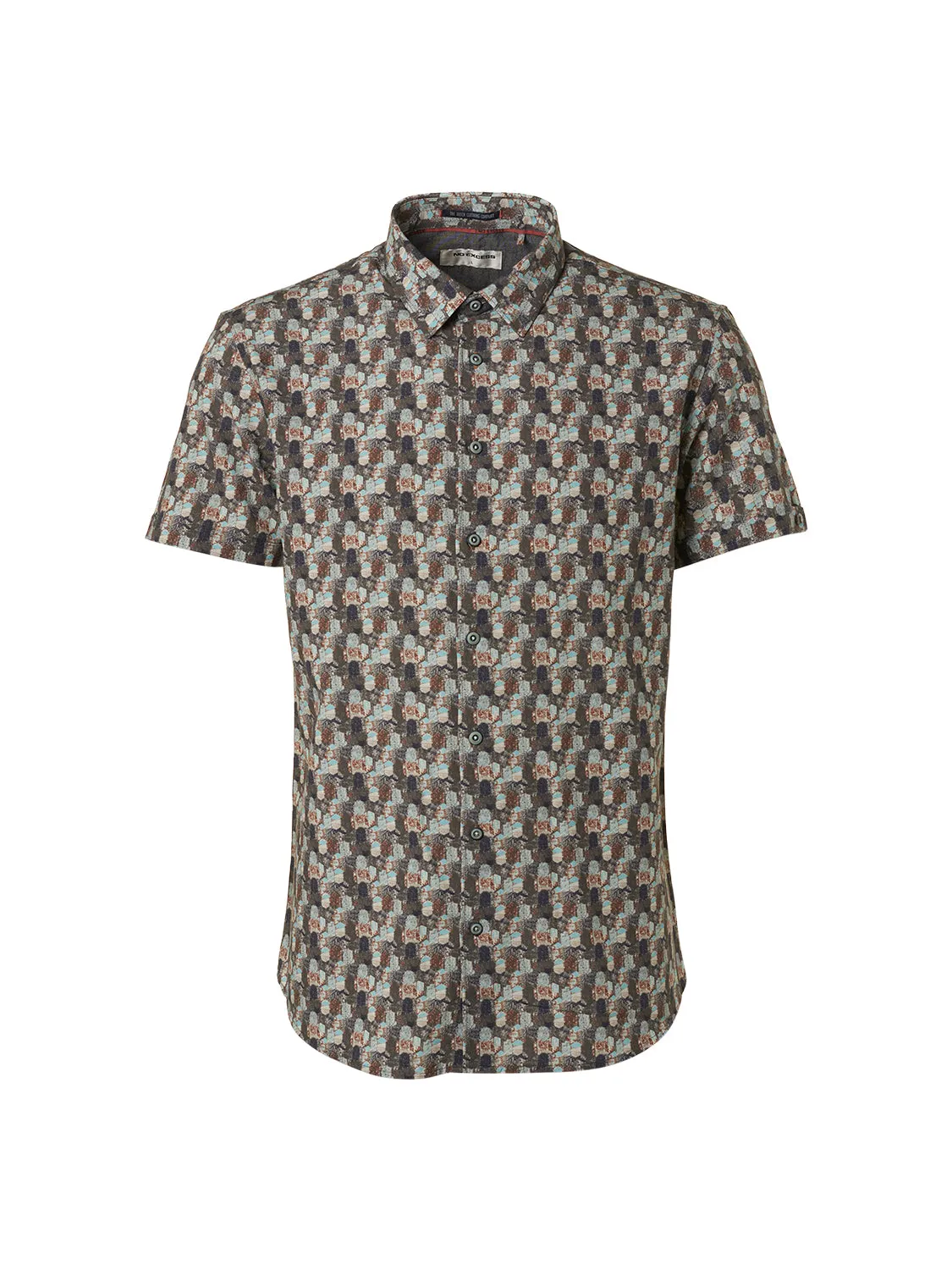 No Excess - Short Sleeved Printed Shirt - Light Aqua
