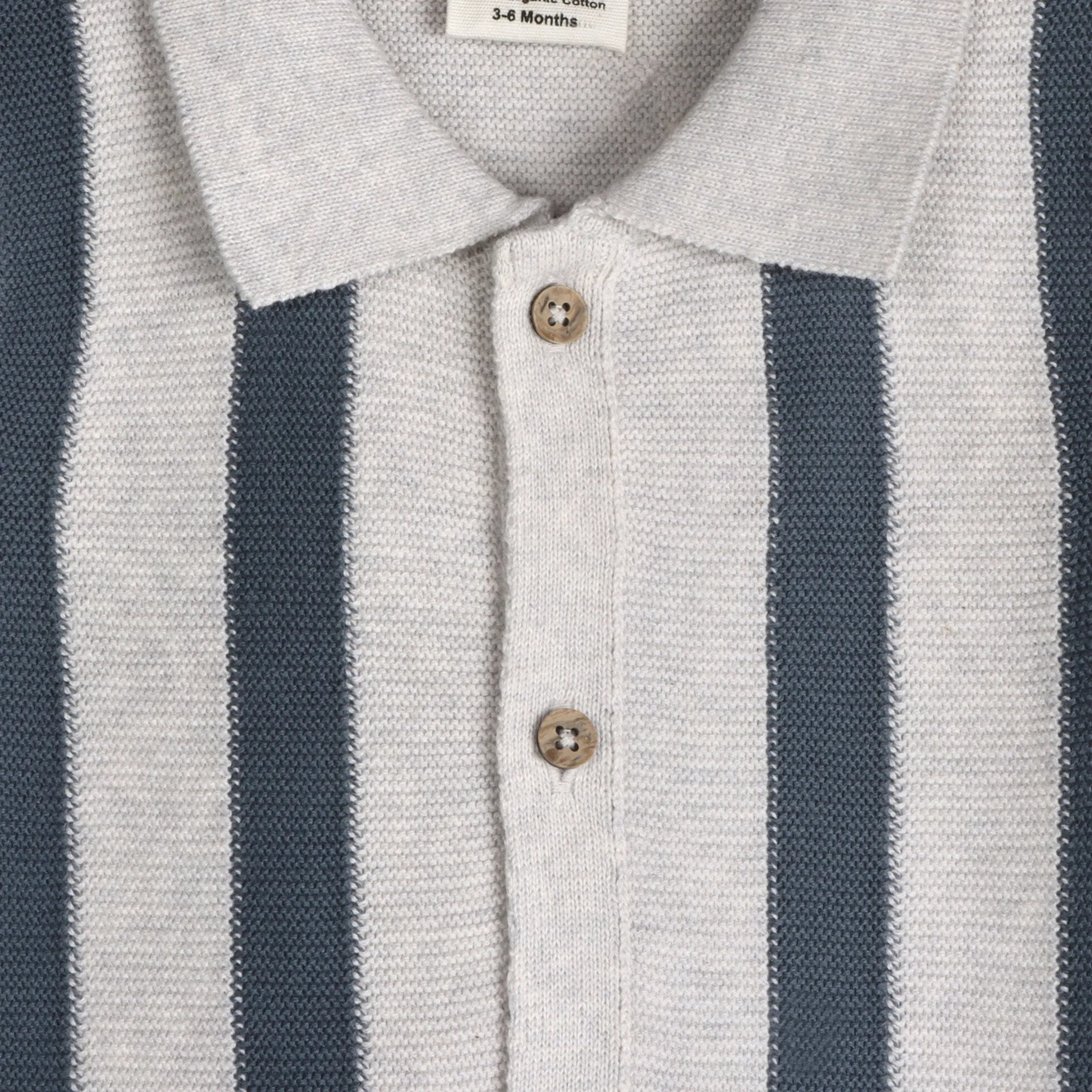 Organic Cotton Tennis Collar & Stripe Knit Top & Shorts Set