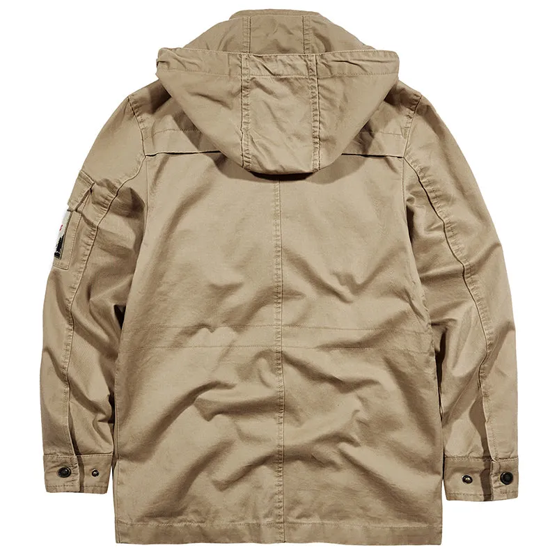 Outdoor Cotton Hooded Mid-length Men's Jacket