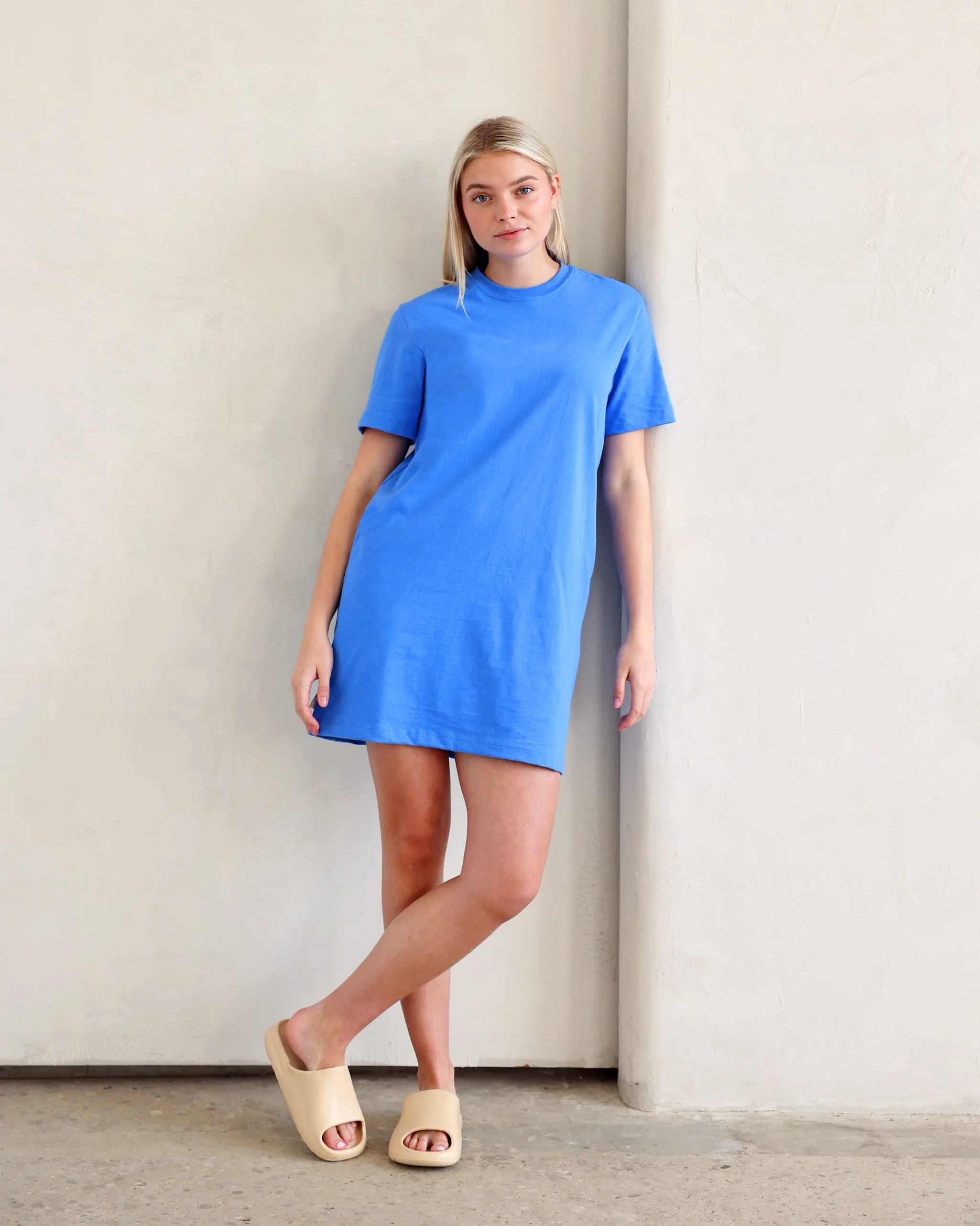 Pocket T-Shirt Dress Super Blue