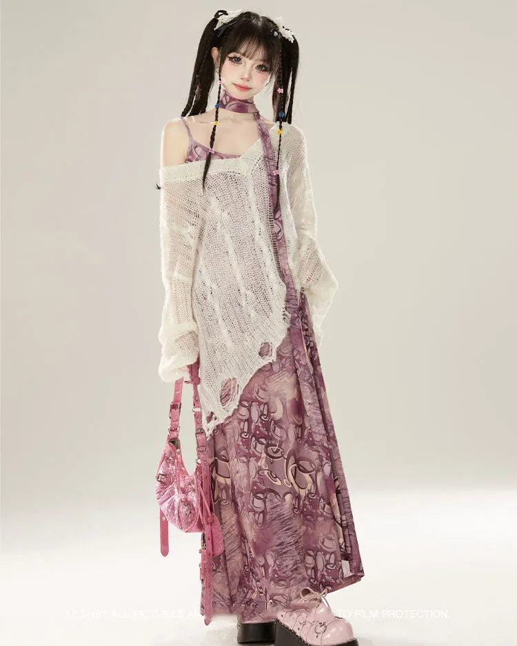 Purple Summer Mid-length Dress