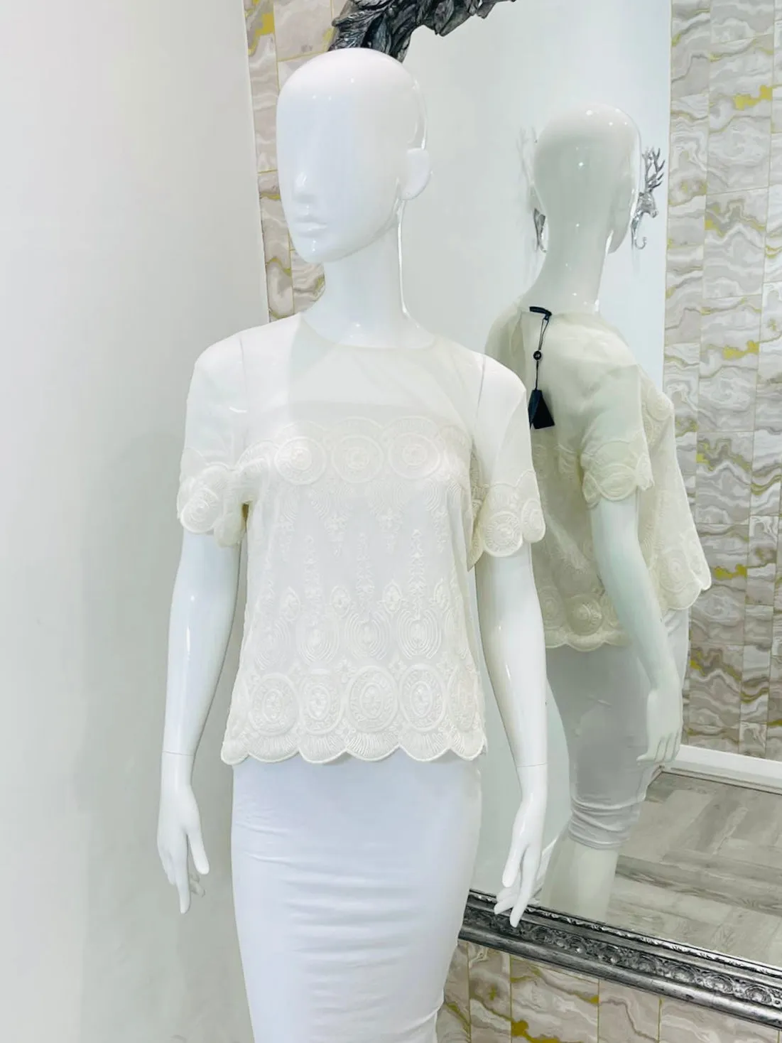 Ralph Lauren Cotton/Lace Top. Size XL