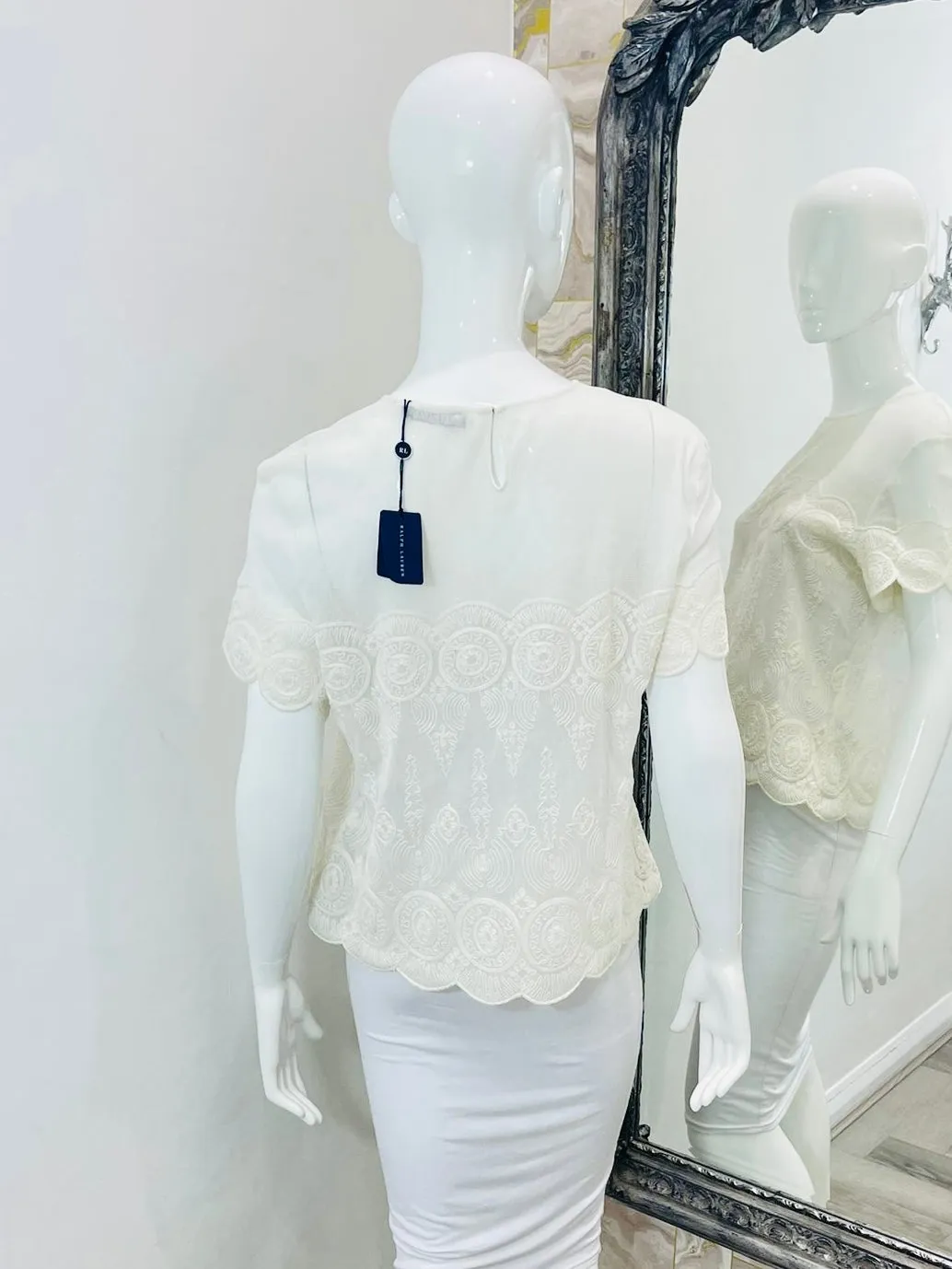Ralph Lauren Cotton/Lace Top. Size XL