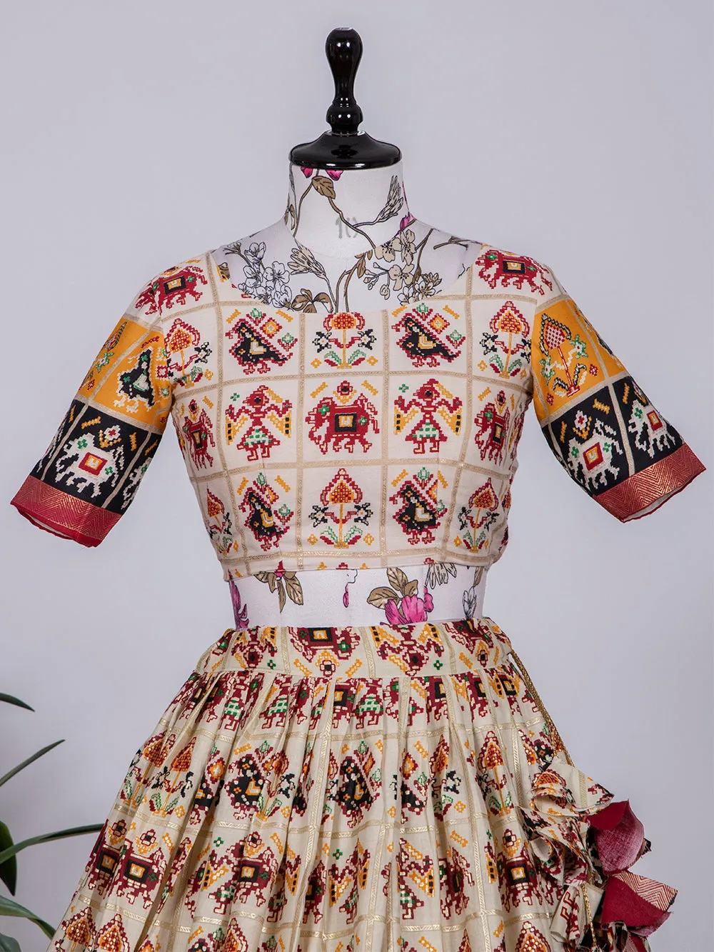 Red Color Foil And Printed Pure Cotton Lehenga Choli