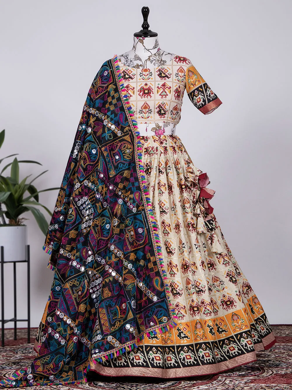 Red Color Foil And Printed Pure Cotton Lehenga Choli