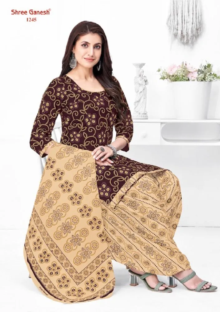 Shree Ganesh Bandhni Patiyala Special Vol-2 Series 1231-1245 Pure Cotton Suit (440x15)