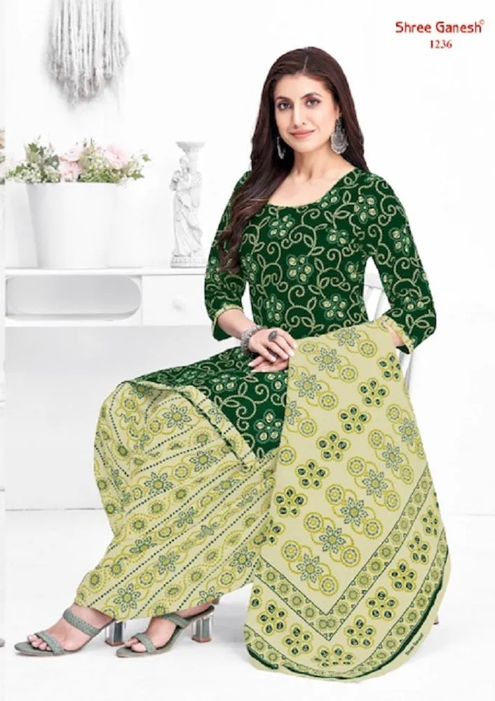 Shree Ganesh Bandhni Patiyala Special Vol-2 Series 1231-1245 Pure Cotton Suit (440x15)