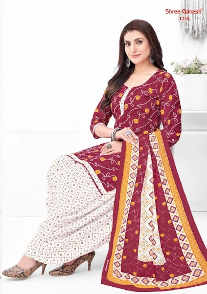 Shree Ganesh Bandhni Patiyala Special Vol-2 Series 1231-1245 Pure Cotton Suit (440x15)