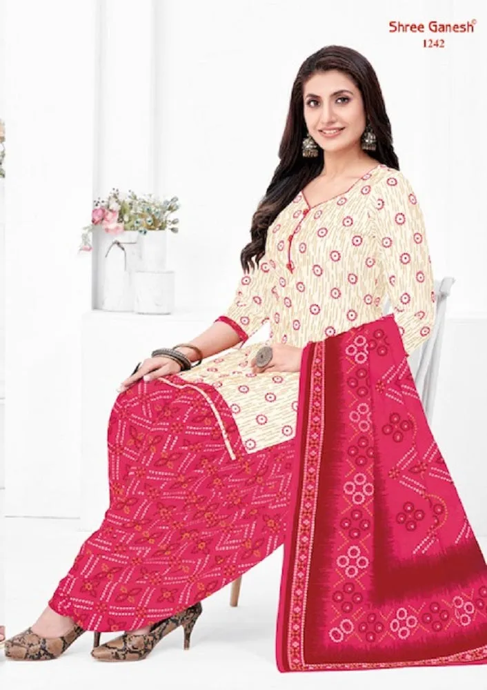 Shree Ganesh Bandhni Patiyala Special Vol-2 Series 1231-1245 Pure Cotton Suit (440x15)