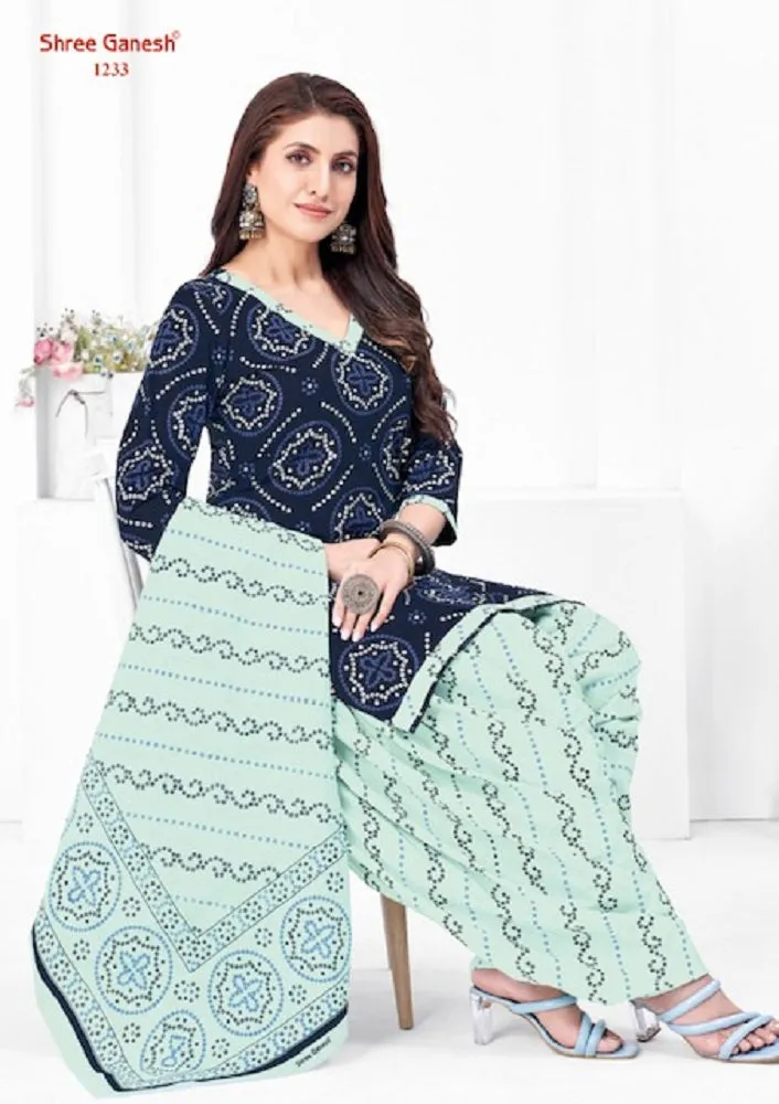Shree Ganesh Bandhni Patiyala Special Vol-2 Series 1231-1245 Pure Cotton Suit (440x15)
