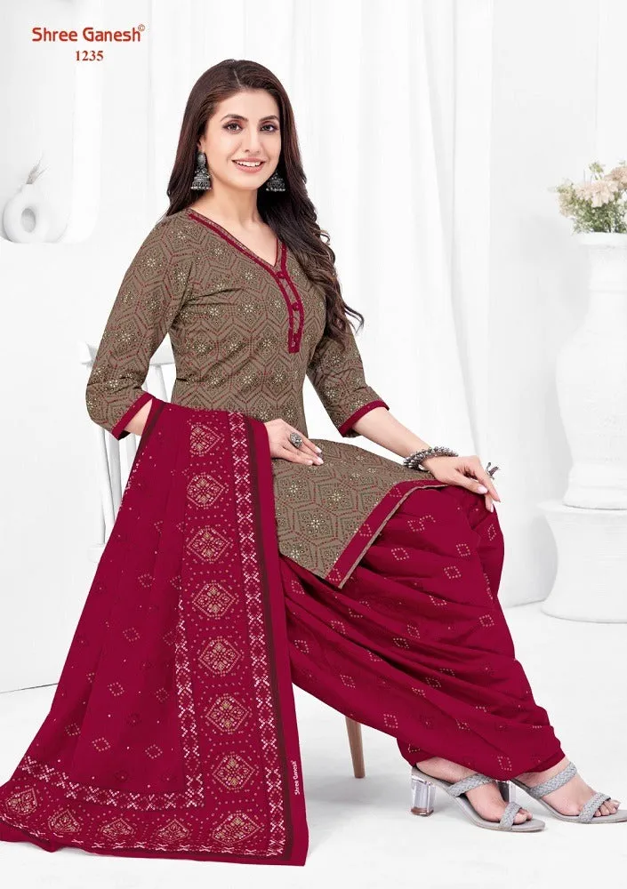 Shree Ganesh Bandhni Patiyala Special Vol-2 Series 1231-1245 Pure Cotton Suit (440x15)