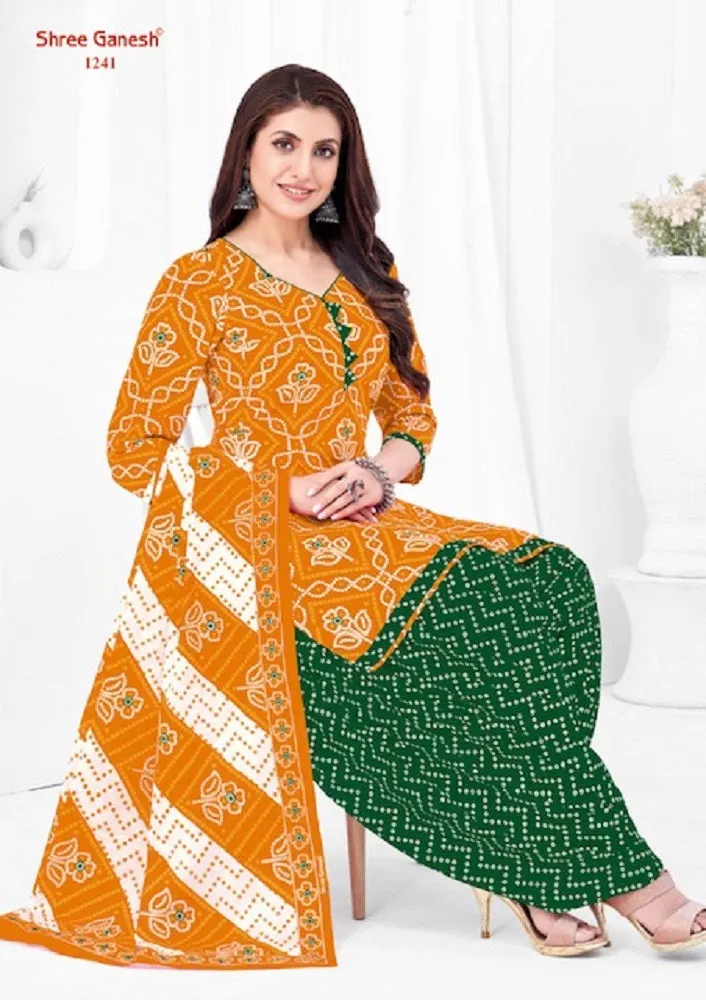 Shree Ganesh Bandhni Patiyala Special Vol-2 Series 1231-1245 Pure Cotton Suit (440x15)