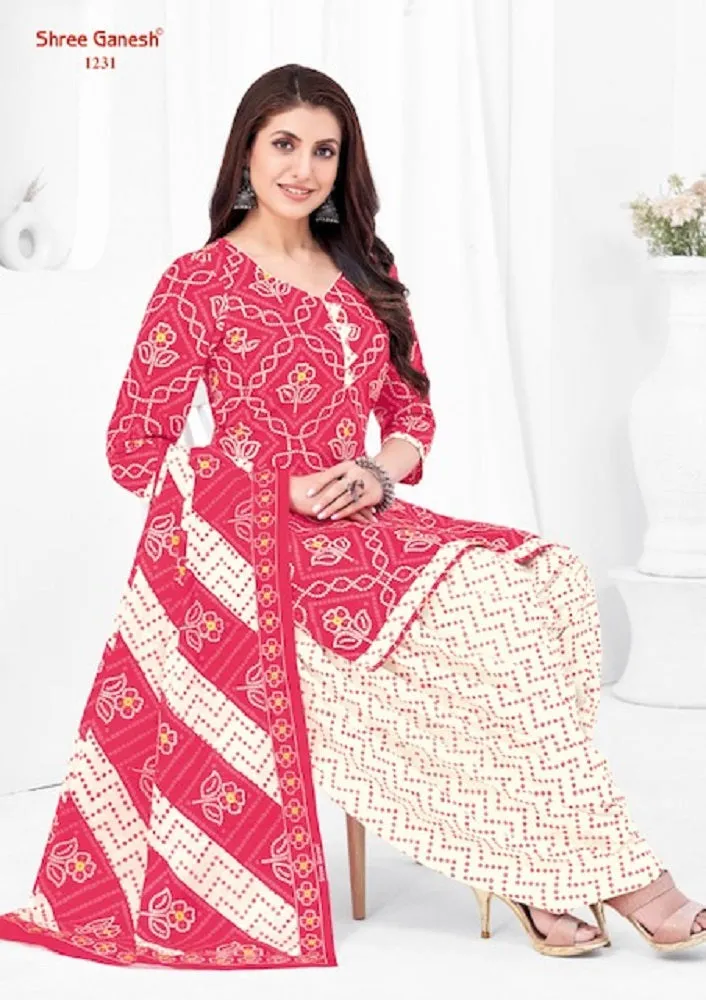 Shree Ganesh Bandhni Patiyala Special Vol-2 Series 1231-1245 Pure Cotton Suit (440x15)