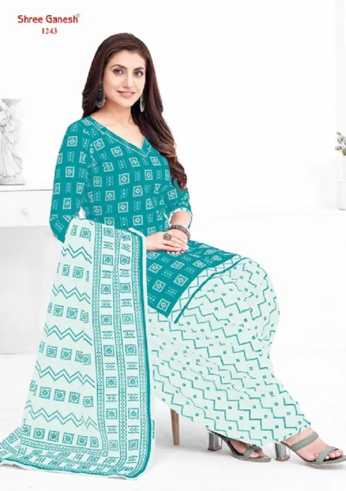 Shree Ganesh Bandhni Patiyala Special Vol-2 Series 1231-1245 Pure Cotton Suit (440x15)