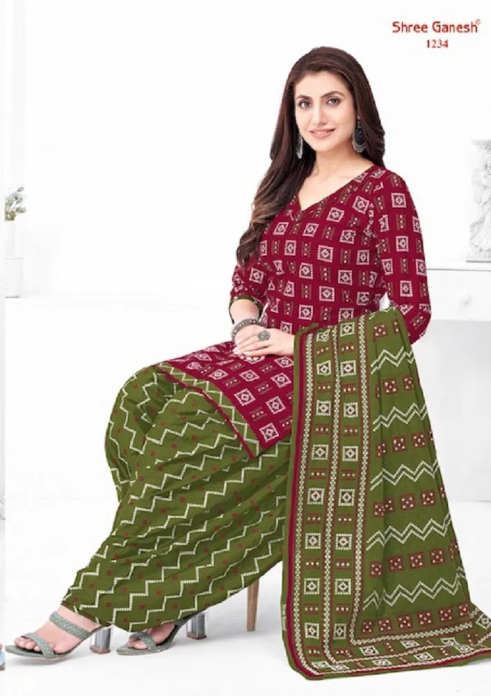 Shree Ganesh Bandhni Patiyala Special Vol-2 Series 1231-1245 Pure Cotton Suit (440x15)
