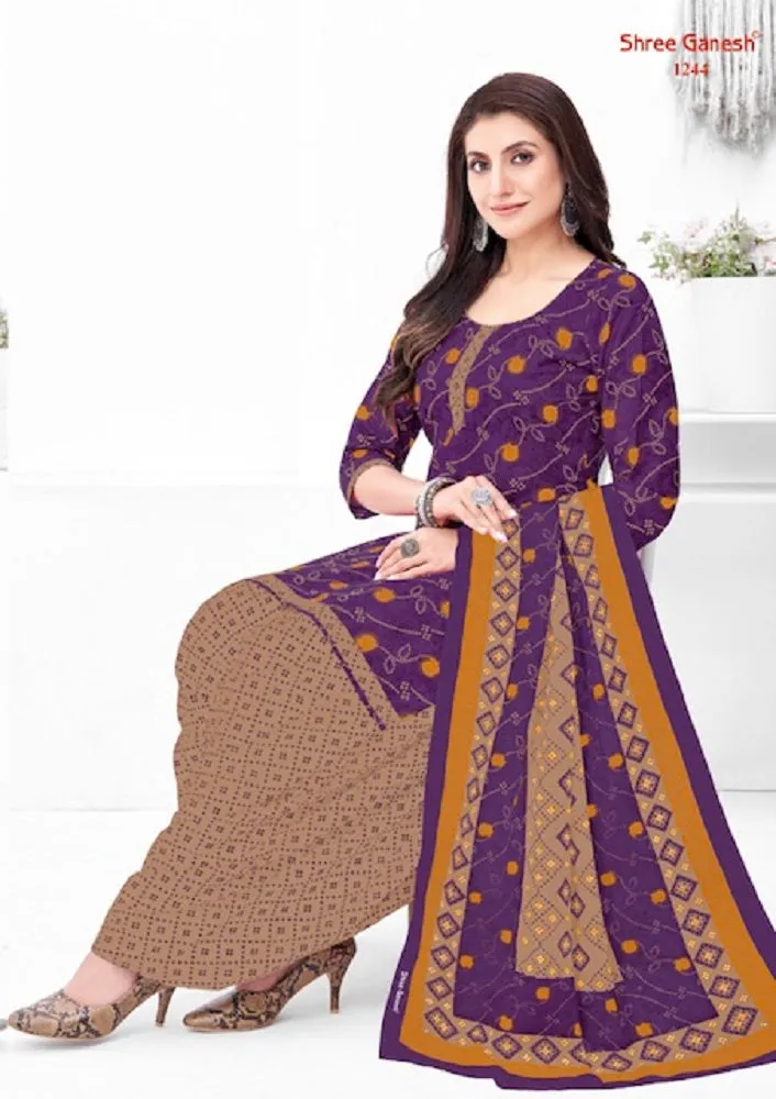 Shree Ganesh Bandhni Patiyala Special Vol-2 Series 1231-1245 Pure Cotton Suit (440x15)