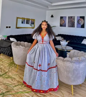 Simple Light Blue Habesha dress