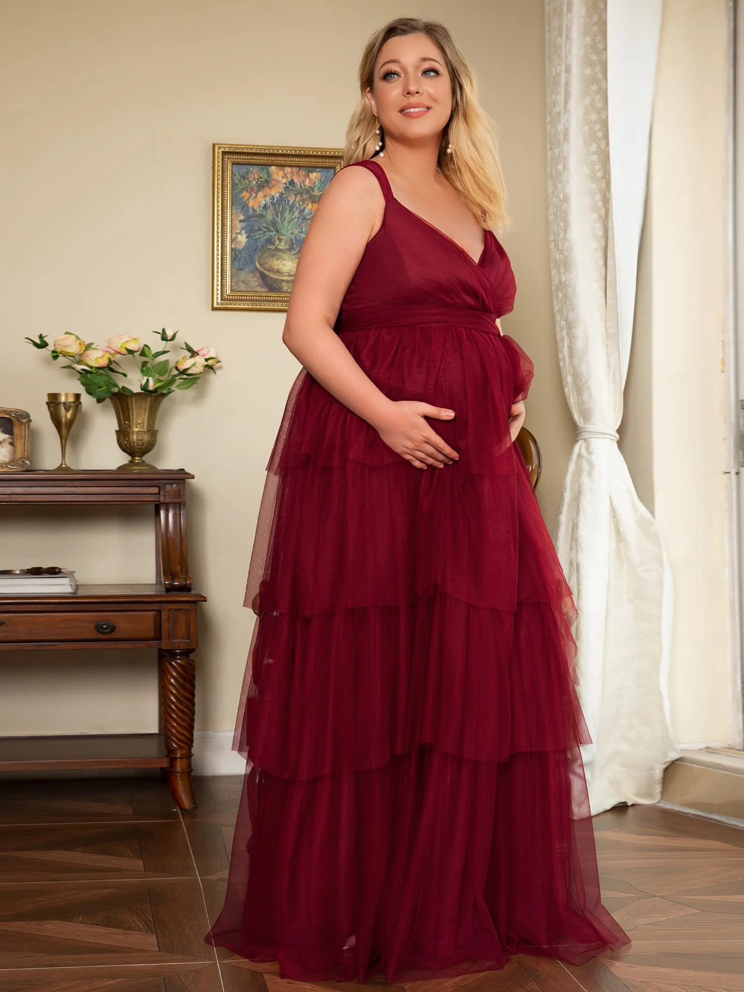 Sleeveless Layered Wholesale Dress for Pregnant Women FS