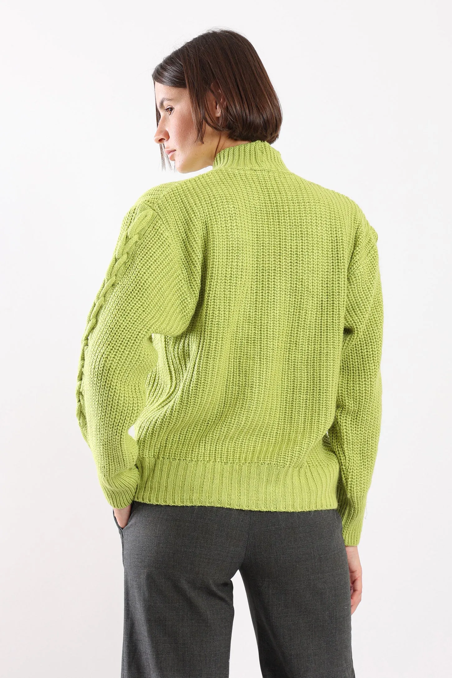 SNUGGLE KNIT CARDIGAN - LIME GREEN