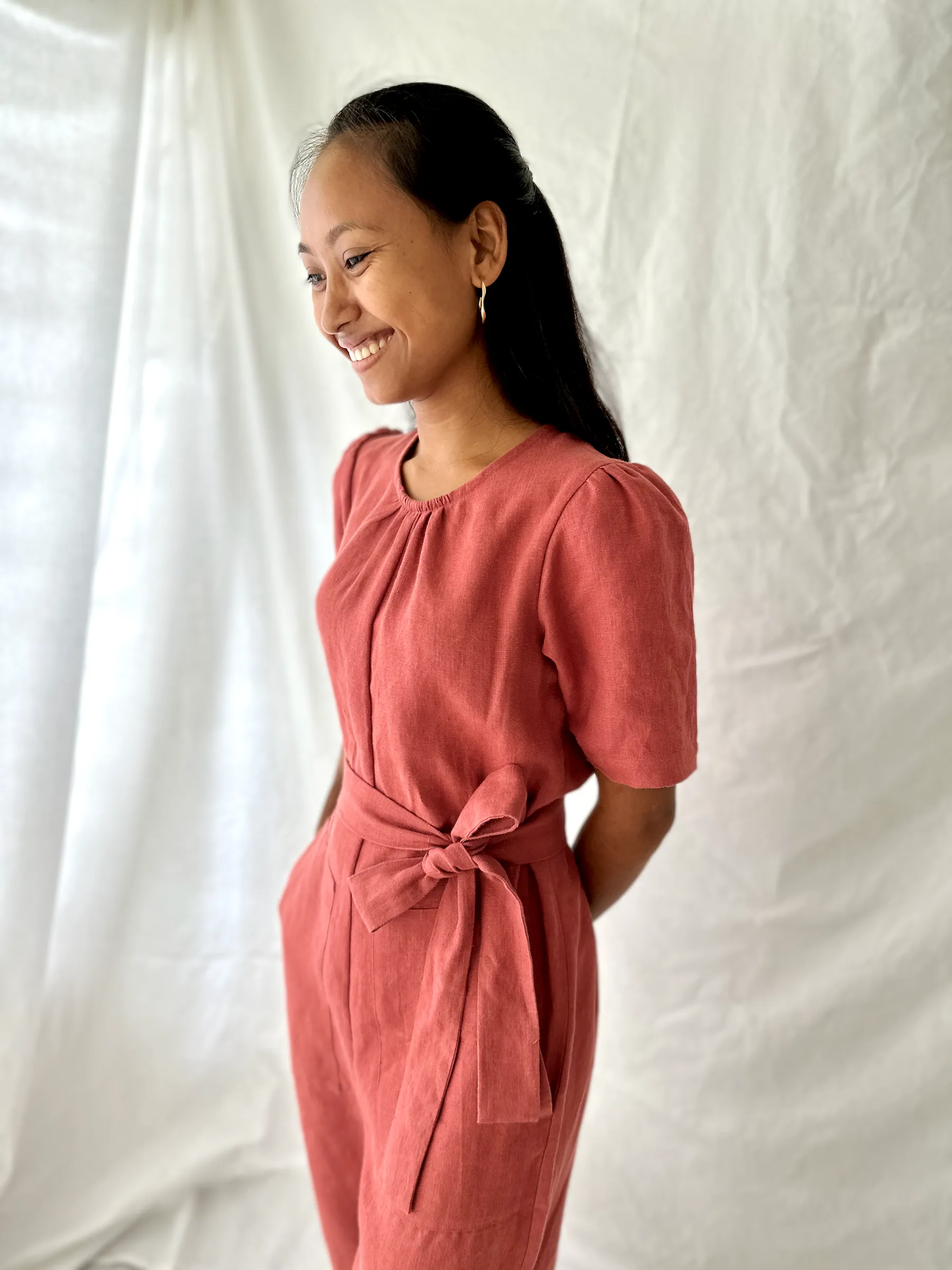 The Terra Short Sleeved Linen Jumpsuit