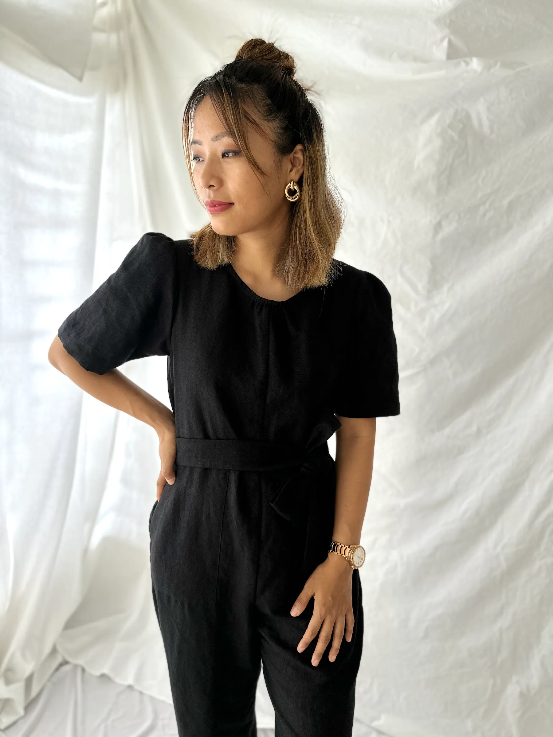 The Terra Short Sleeved Linen Jumpsuit