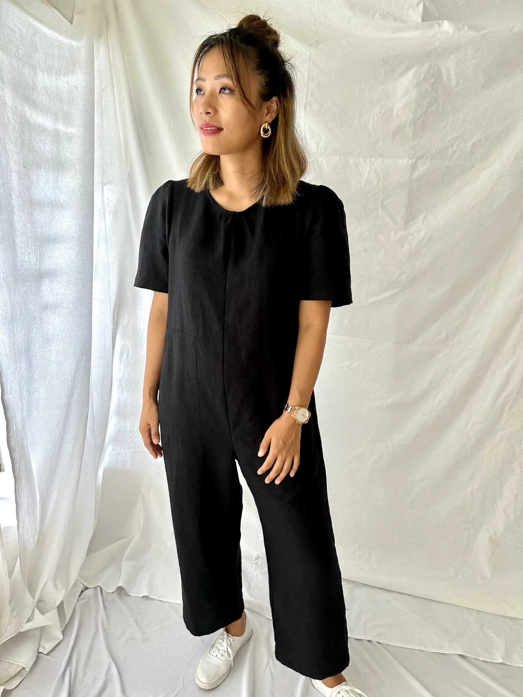 The Terra Short Sleeved Linen Jumpsuit