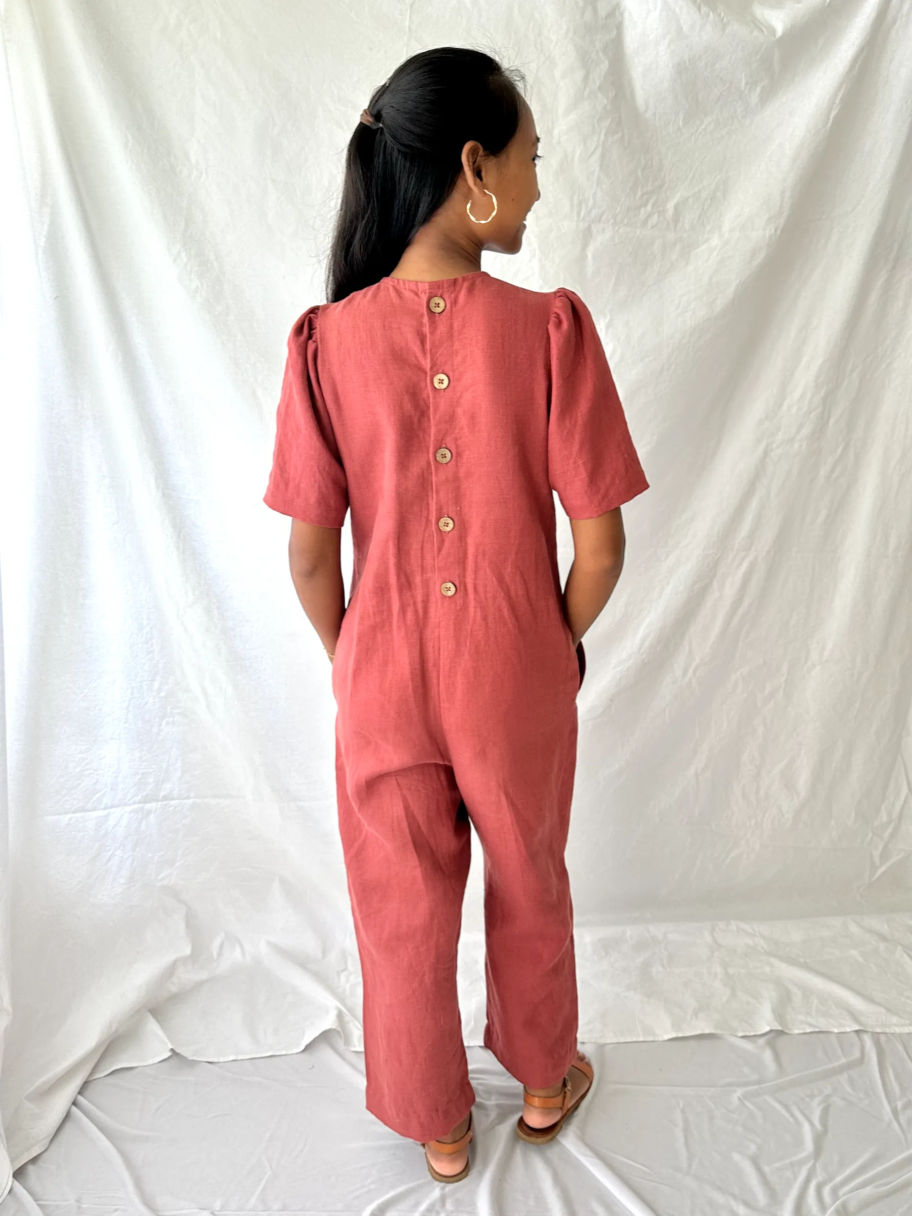 The Terra Short Sleeved Linen Jumpsuit