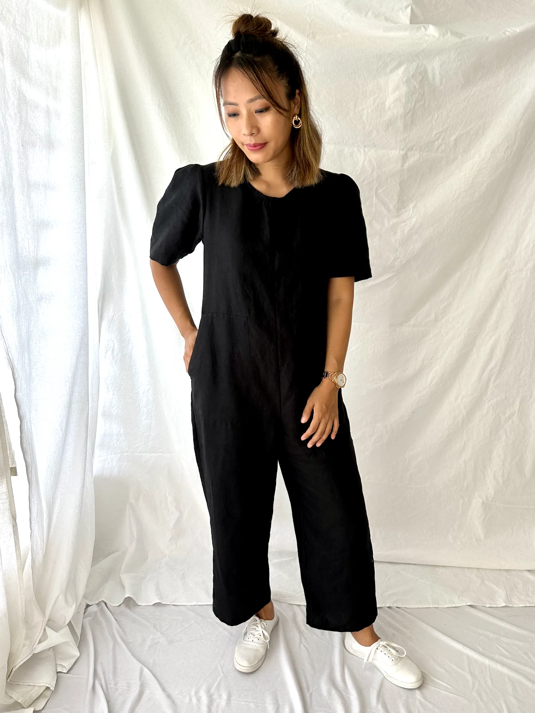 The Terra Short Sleeved Linen Jumpsuit