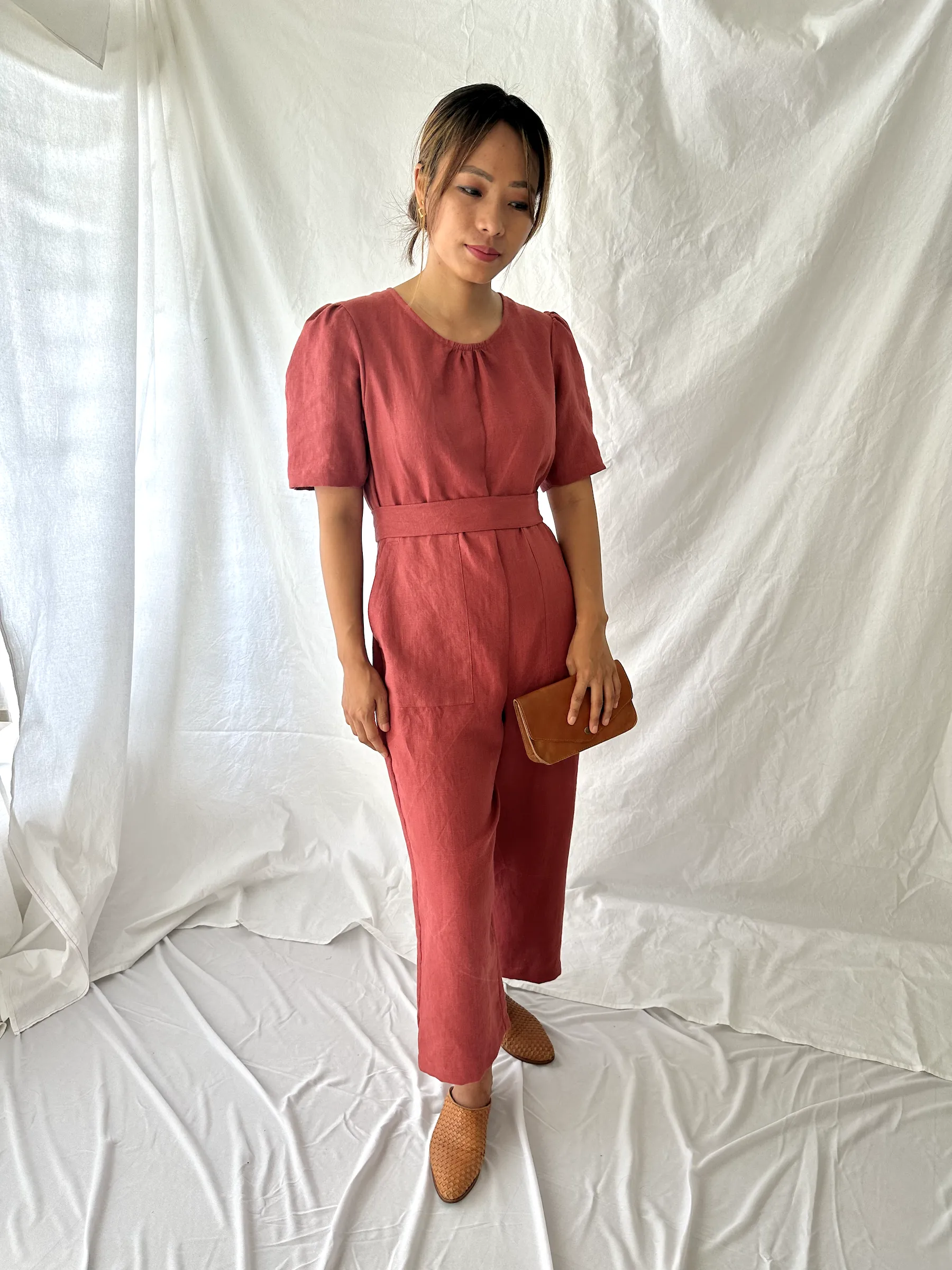 The Terra Short Sleeved Linen Jumpsuit